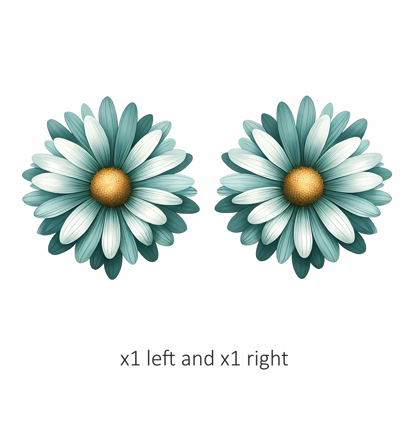 Teal White Daisy Flower Vinyl Sticker Decal