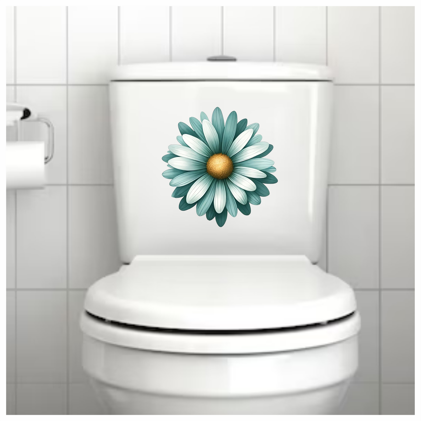 Teal White Daisy Flower Vinyl Sticker Decal