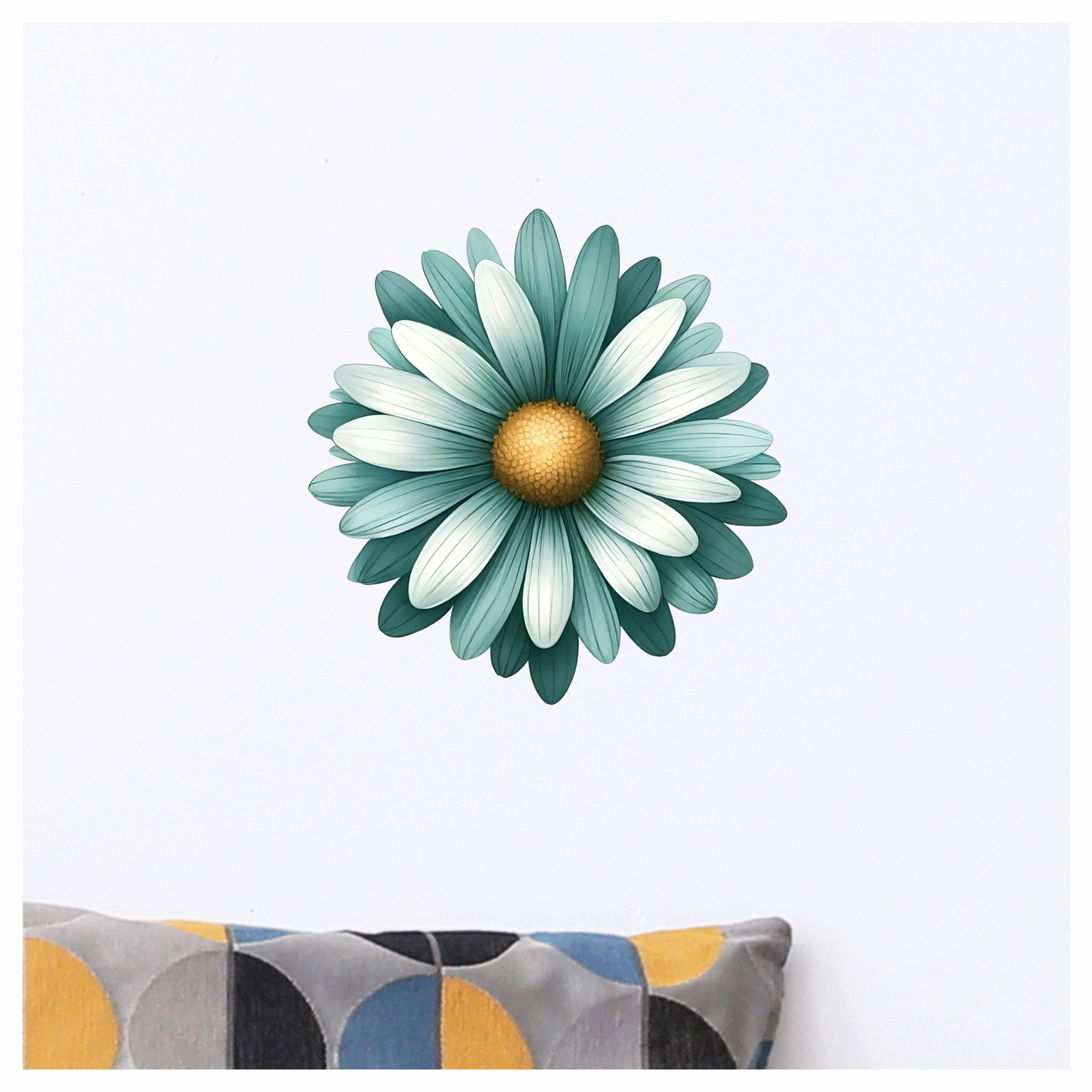Teal White Daisy Flower Vinyl Sticker Decal