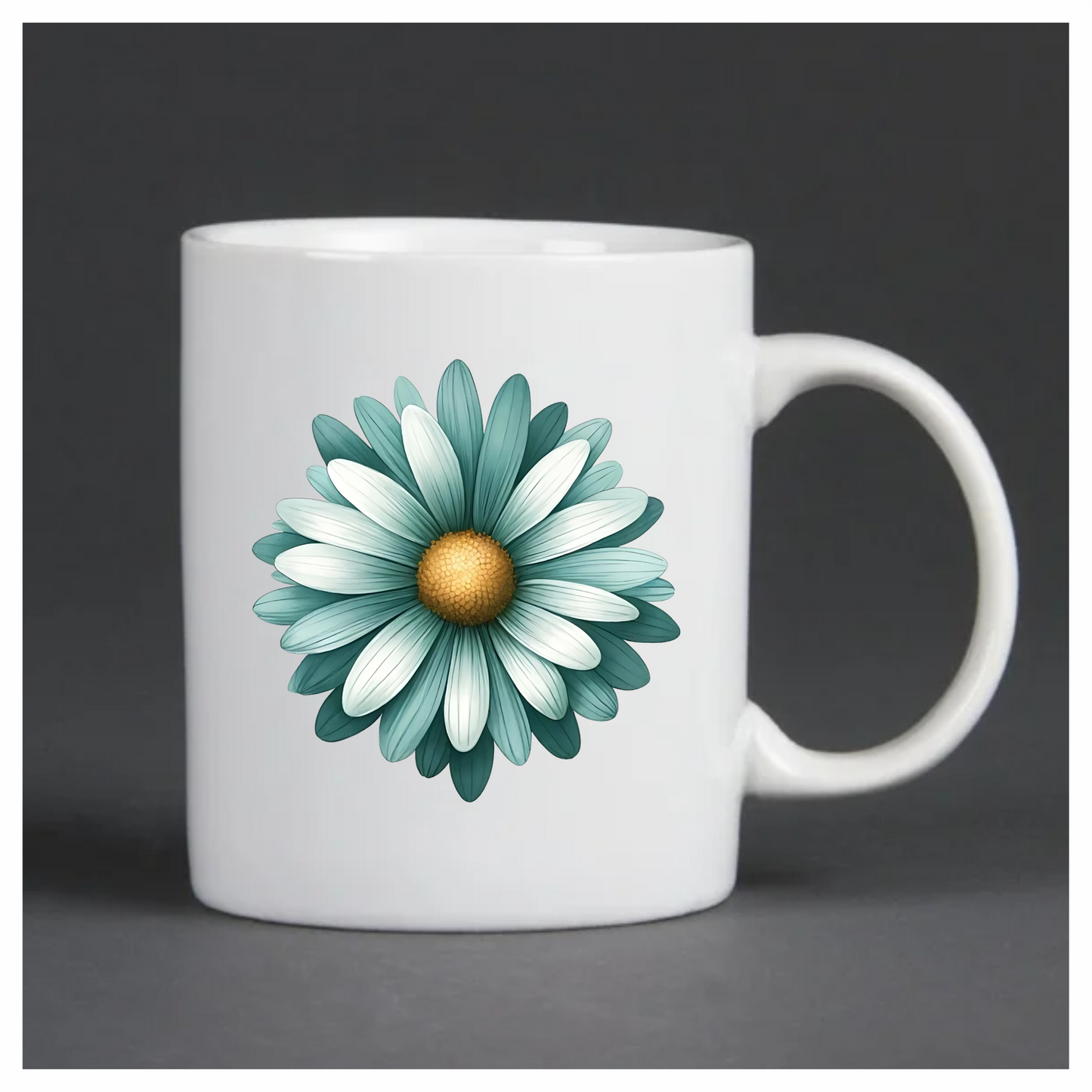 Teal White Daisy Flower Vinyl Sticker Decal