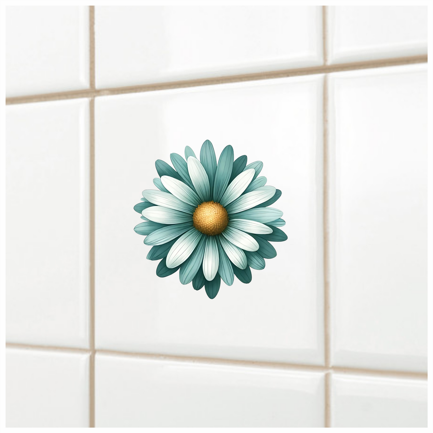 Teal White Daisy Flower Vinyl Sticker Decal