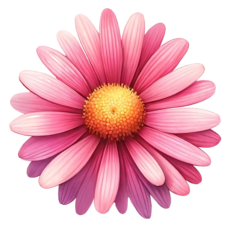 Pink Flower Petals Yellow Center Vinyl Sticker Decal