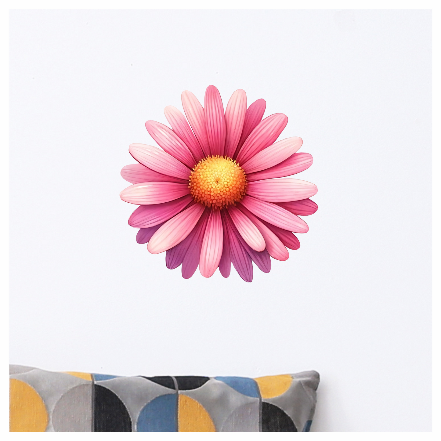 Pink Flower Petals Yellow Center Vinyl Sticker Decal