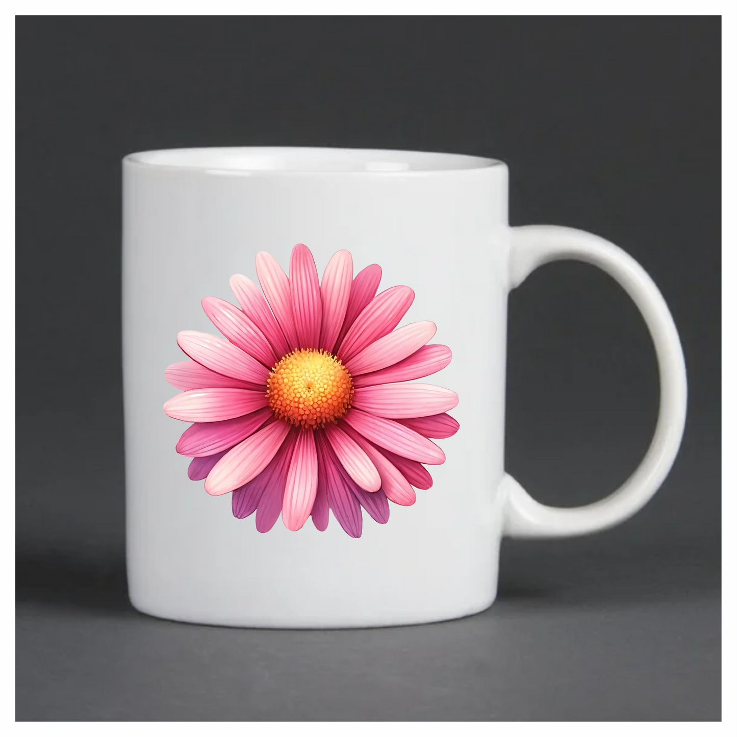 Pink Flower Petals Yellow Center Vinyl Sticker Decal