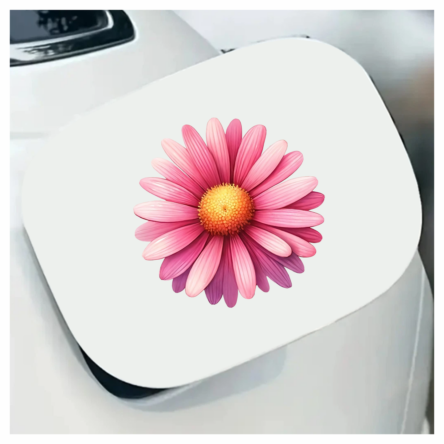 Pink Flower Petals Yellow Center Vinyl Sticker Decal