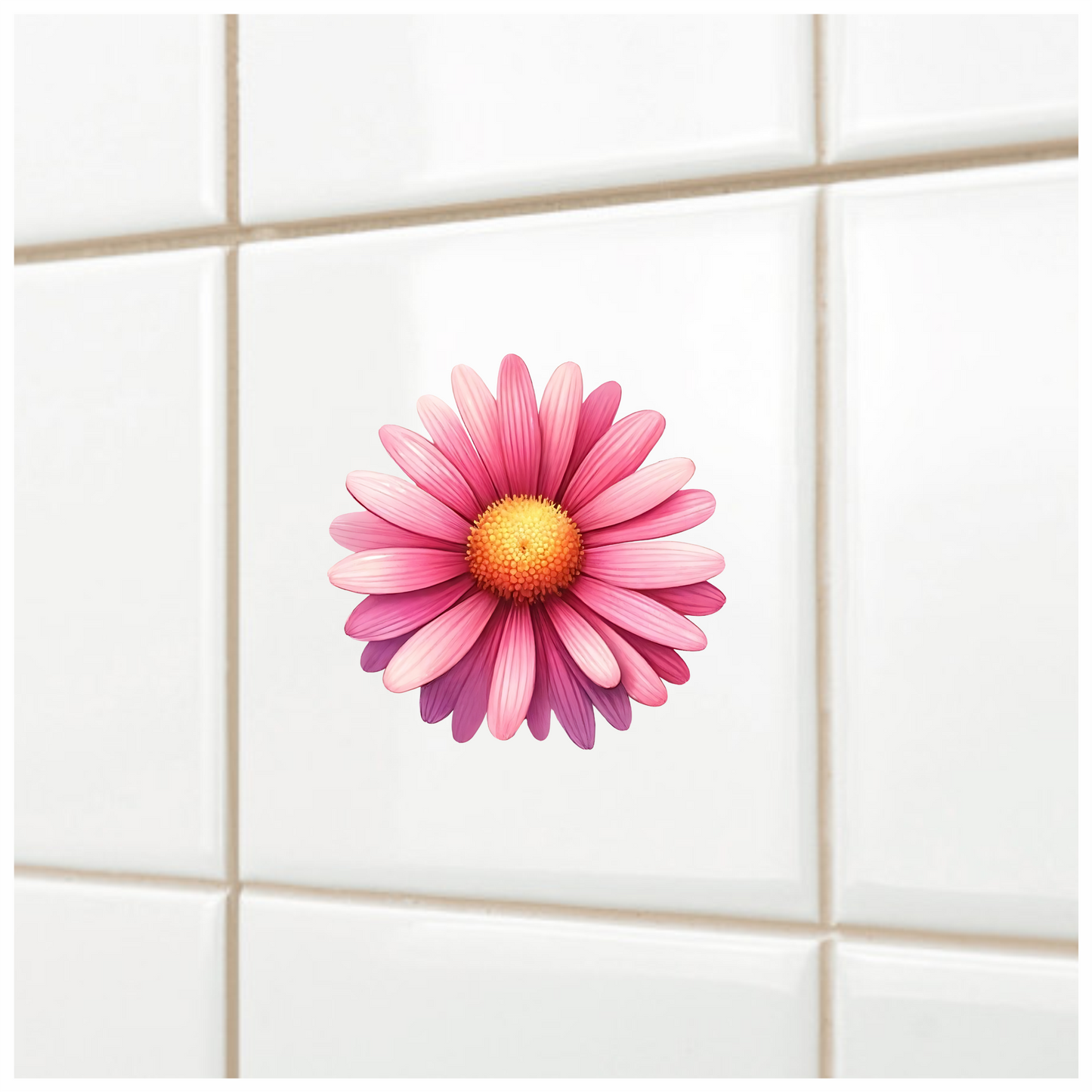 Pink Flower Petals Yellow Center Vinyl Sticker Decal