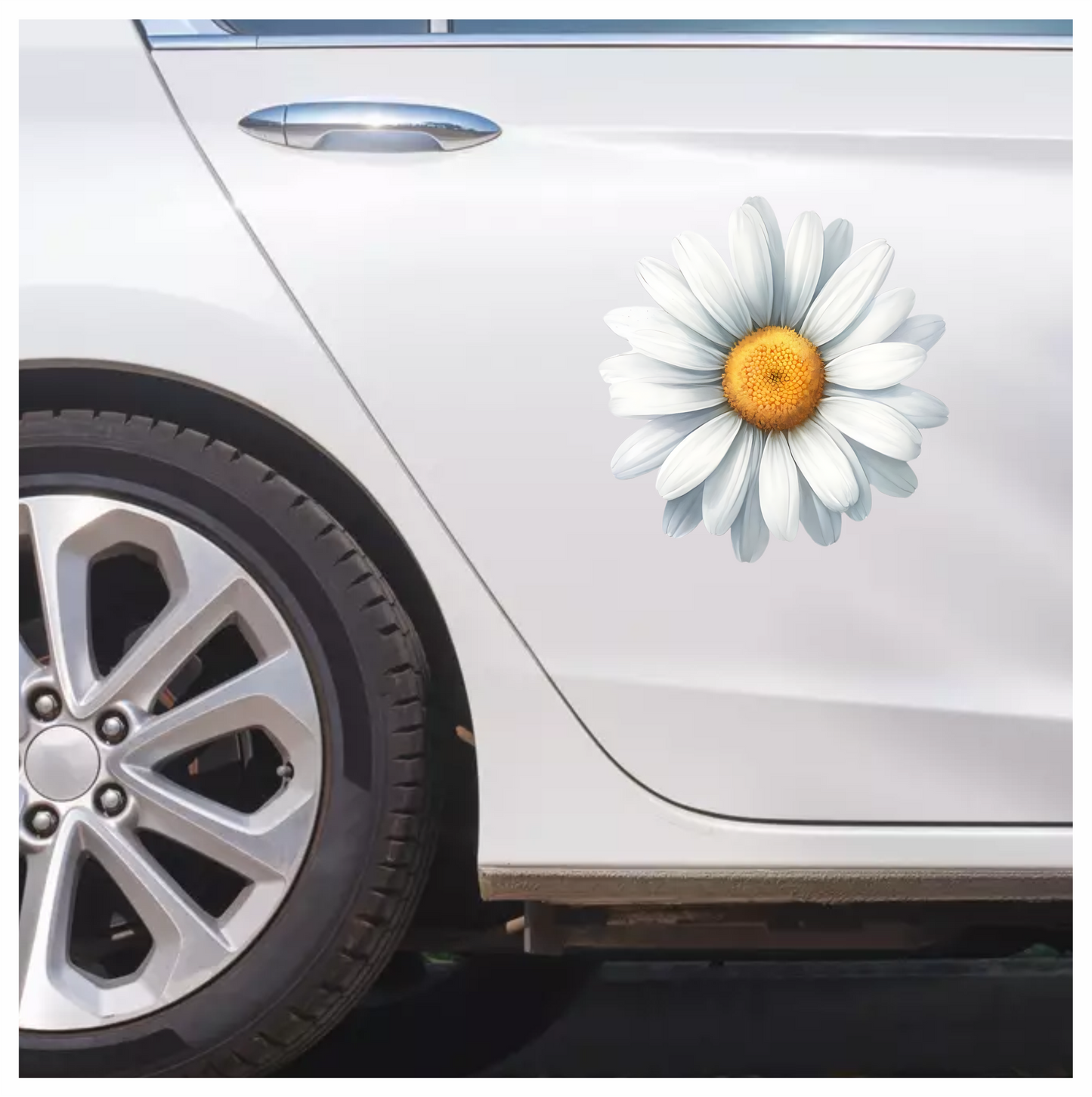 White Yellow Daisy Flower Bloom Vinyl Sticker Decal