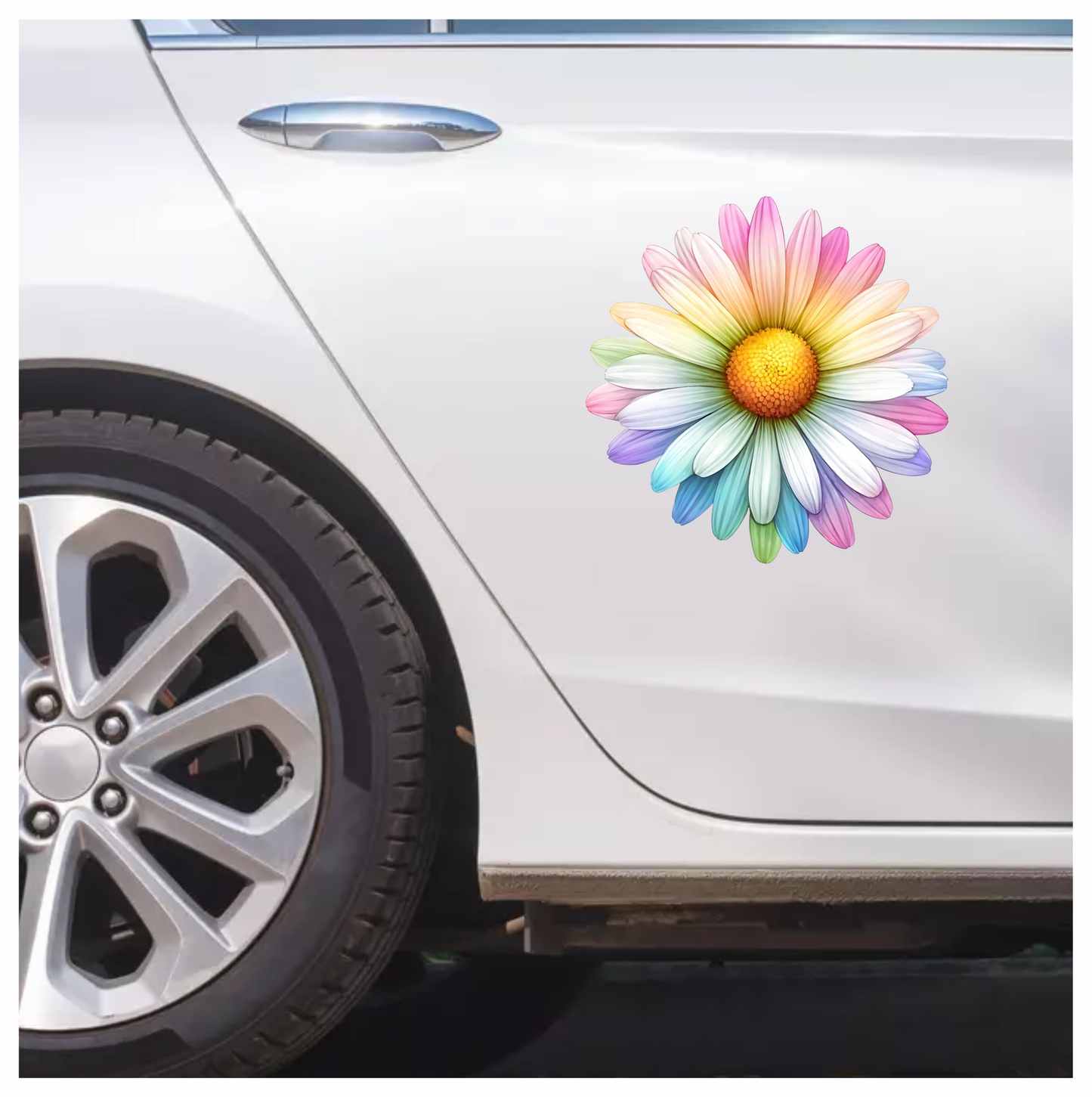 Rainbow Daisy Flower Nature Bright Vinyl Sticker Decal