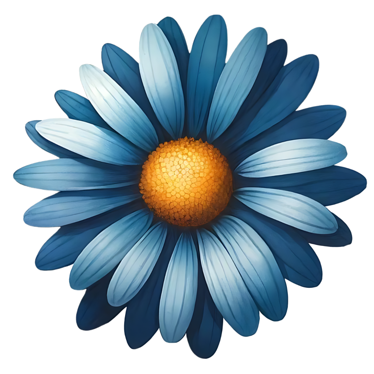 Blue Daisy Flower Center Yellow Vinyl Sticker Decal