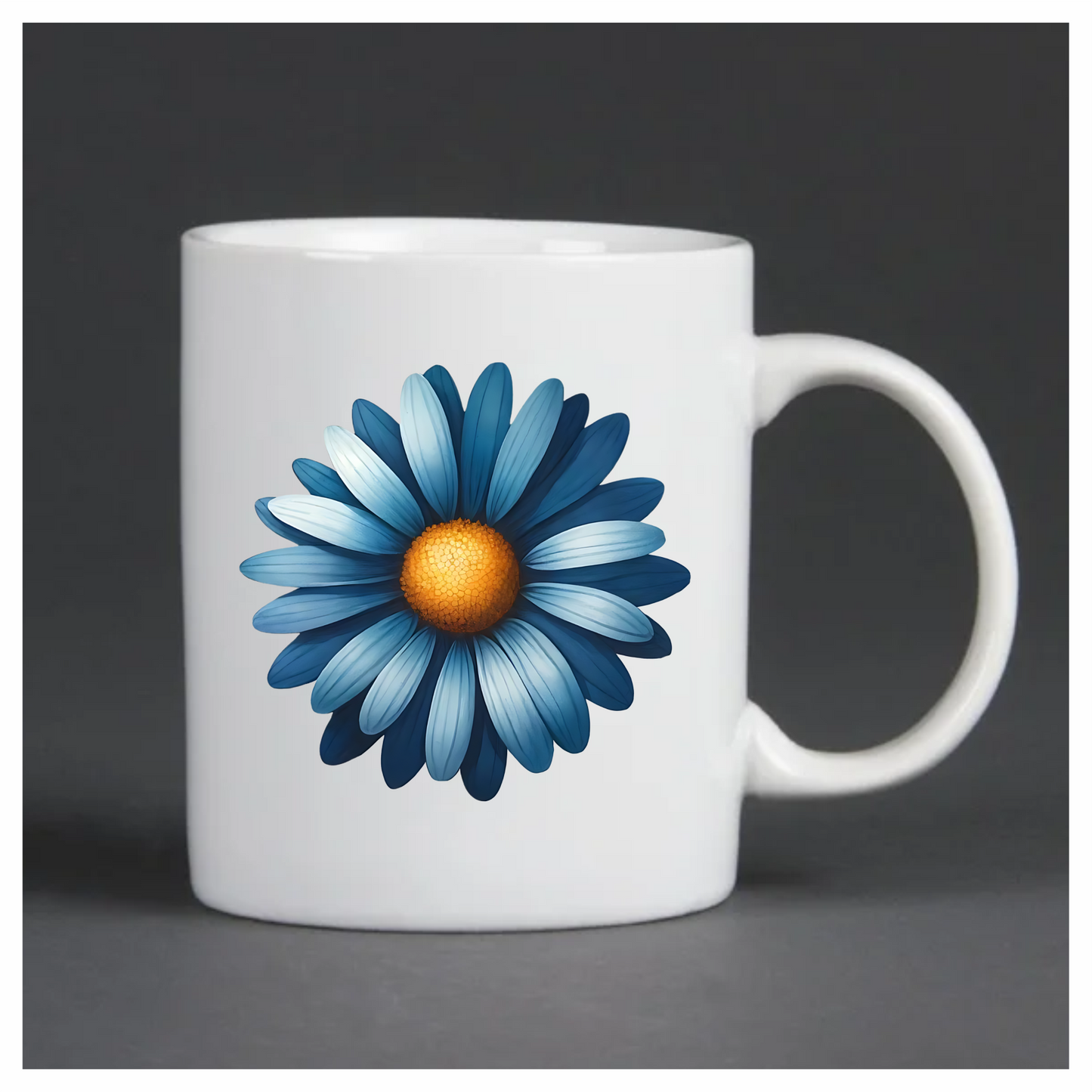 Blue Daisy Flower Center Yellow Vinyl Sticker Decal