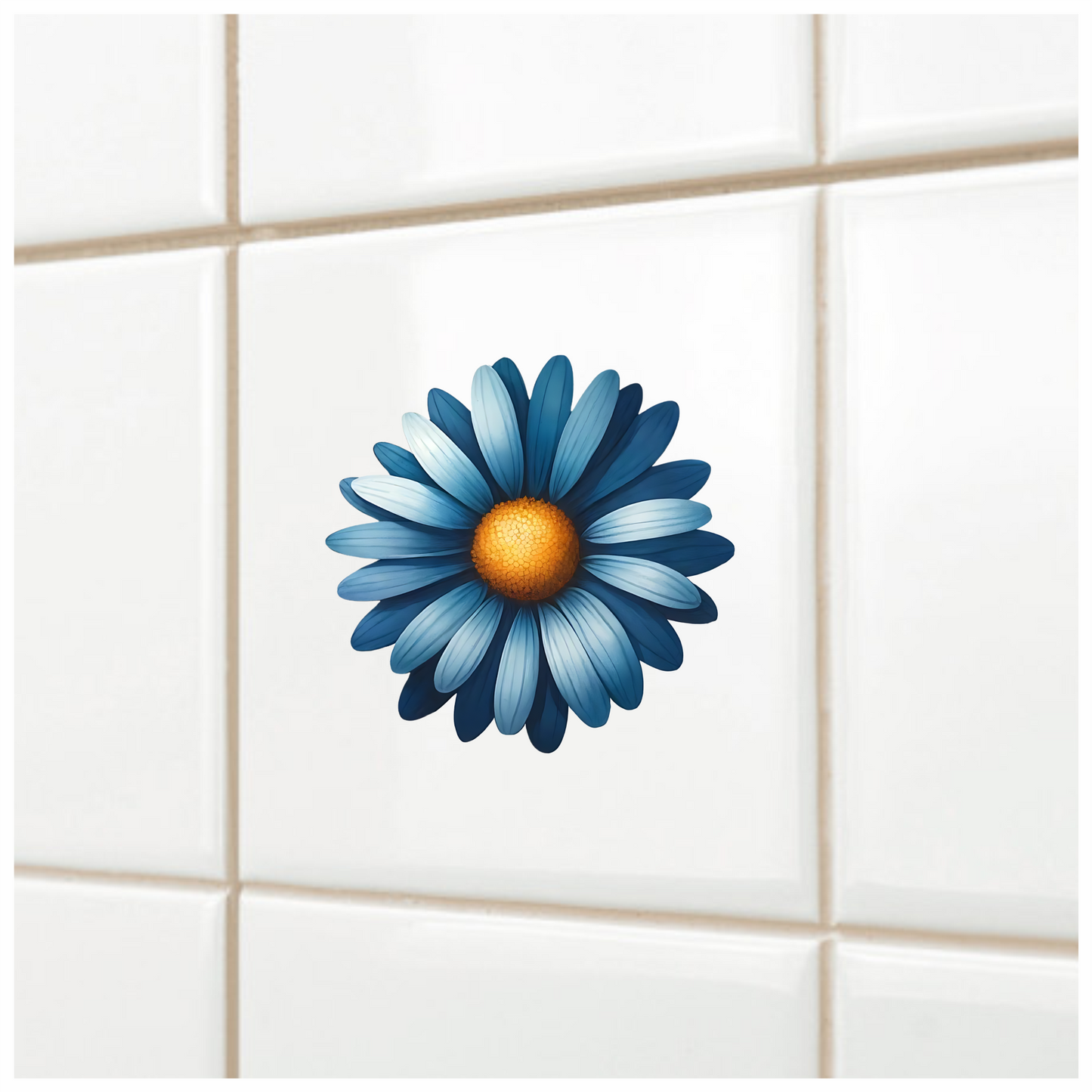 Blue Daisy Flower Center Yellow Vinyl Sticker Decal