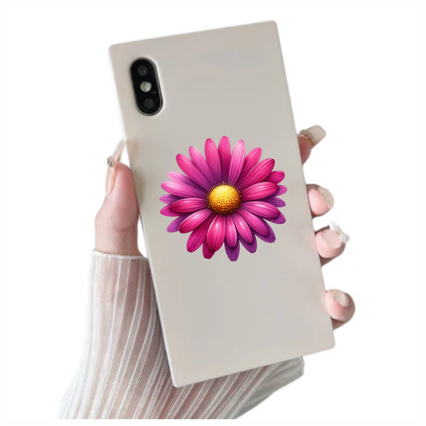 Pink Daisy Yellow Center Flower Vinyl Sticker Decal