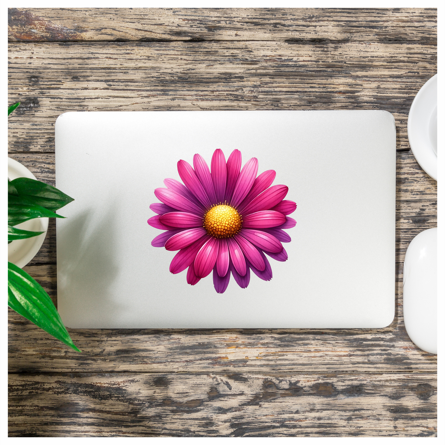 Pink Daisy Yellow Center Flower Vinyl Sticker Decal