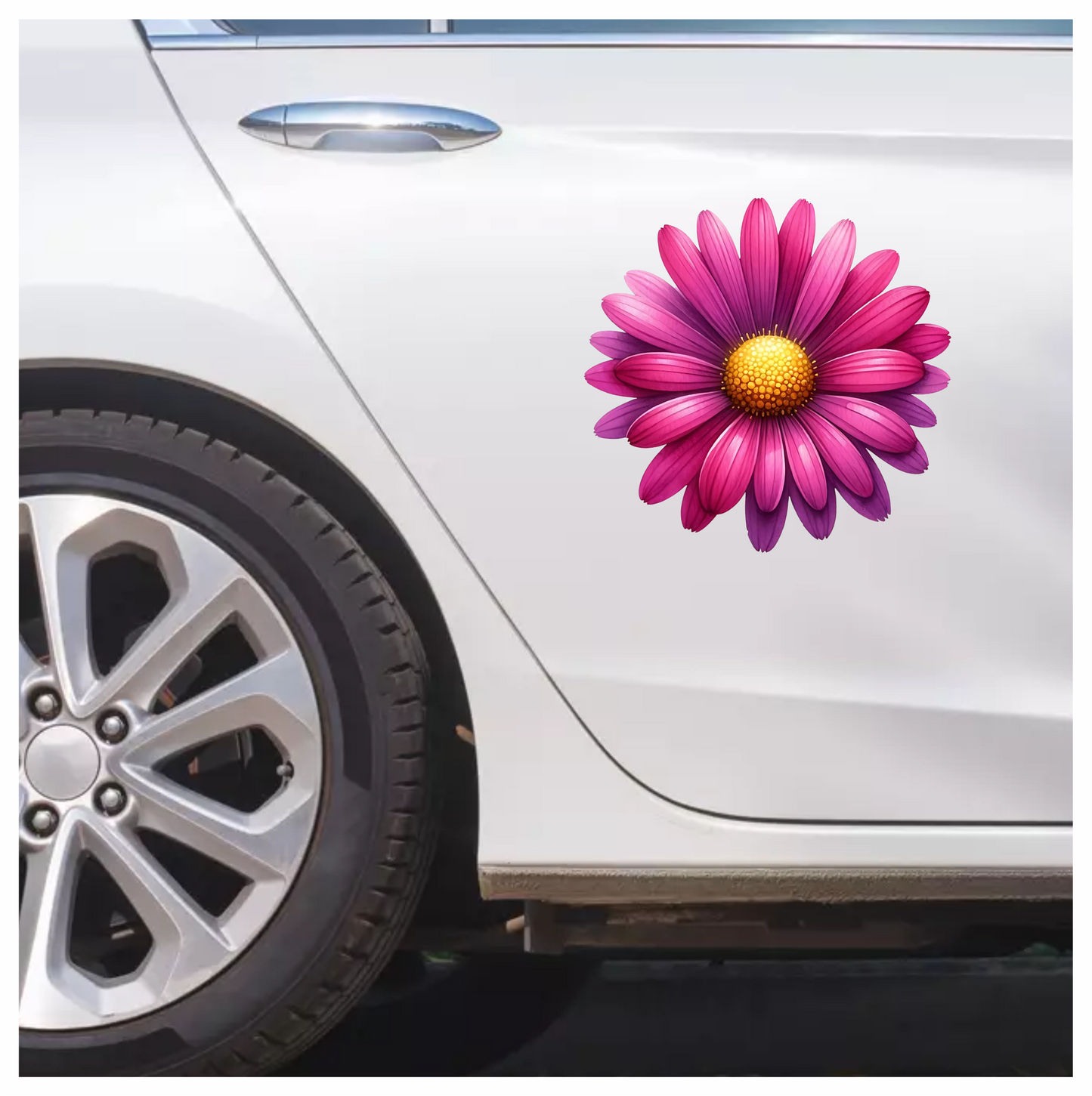 Pink Daisy Yellow Center Flower Vinyl Sticker Decal