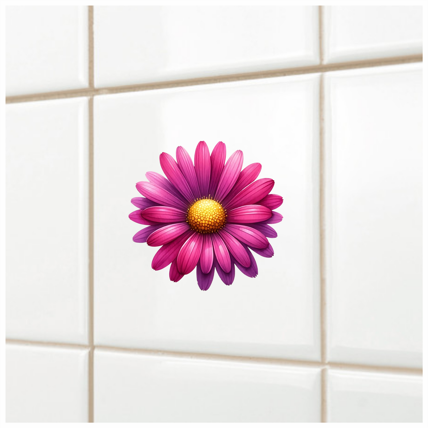 Pink Daisy Yellow Center Flower Vinyl Sticker Decal