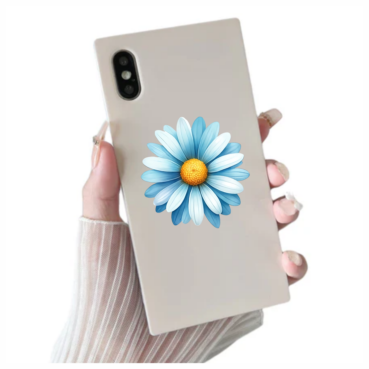 Blue White Daisy Flower Closeup Vinyl Sticker Decal