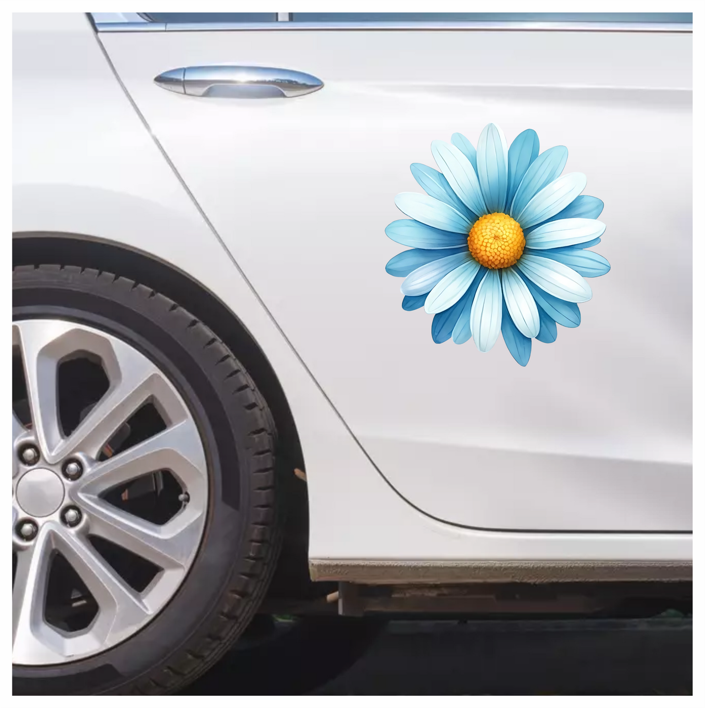 Blue White Daisy Flower Closeup Vinyl Sticker Decal