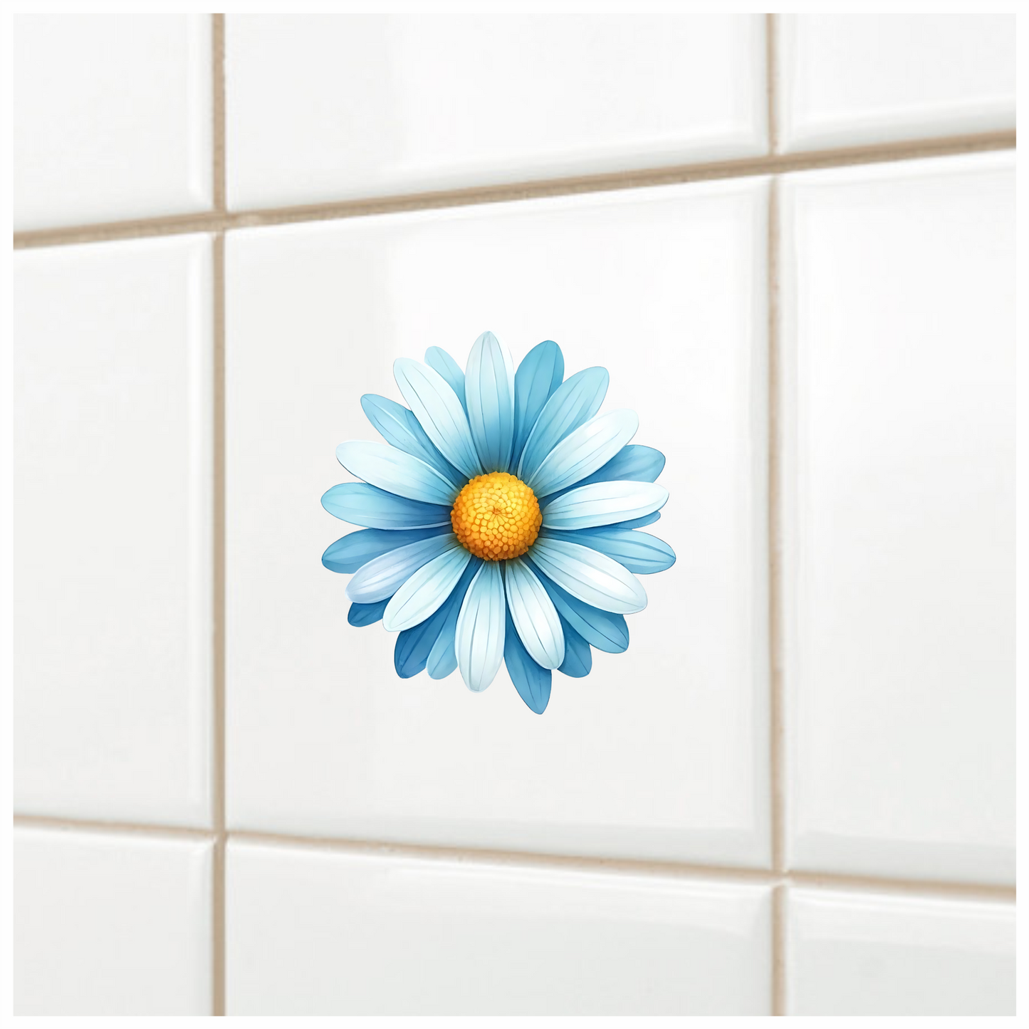 Blue White Daisy Flower Closeup Vinyl Sticker Decal