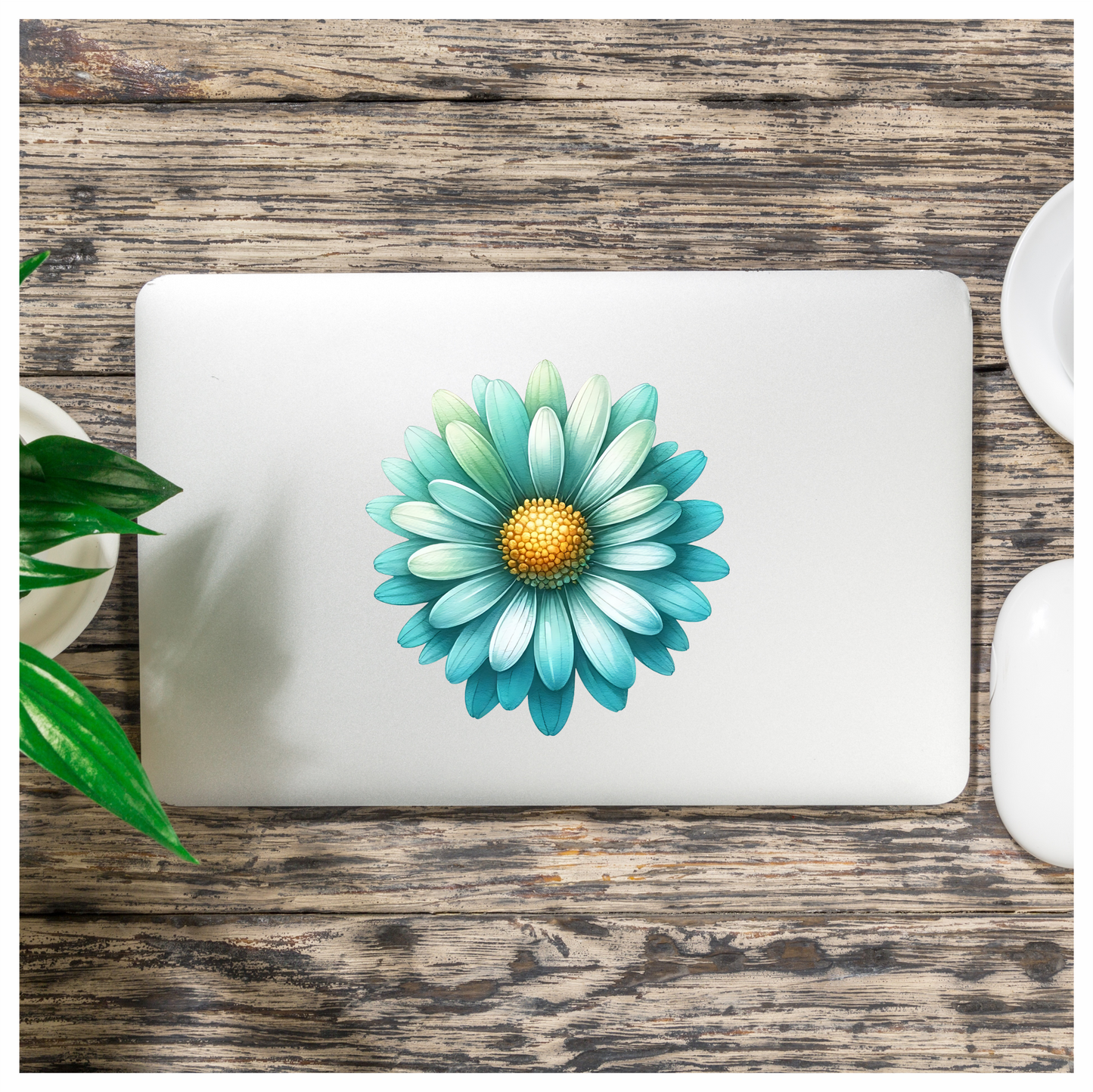 Blue Flower Yellow Center Nature Vinyl Sticker Decal