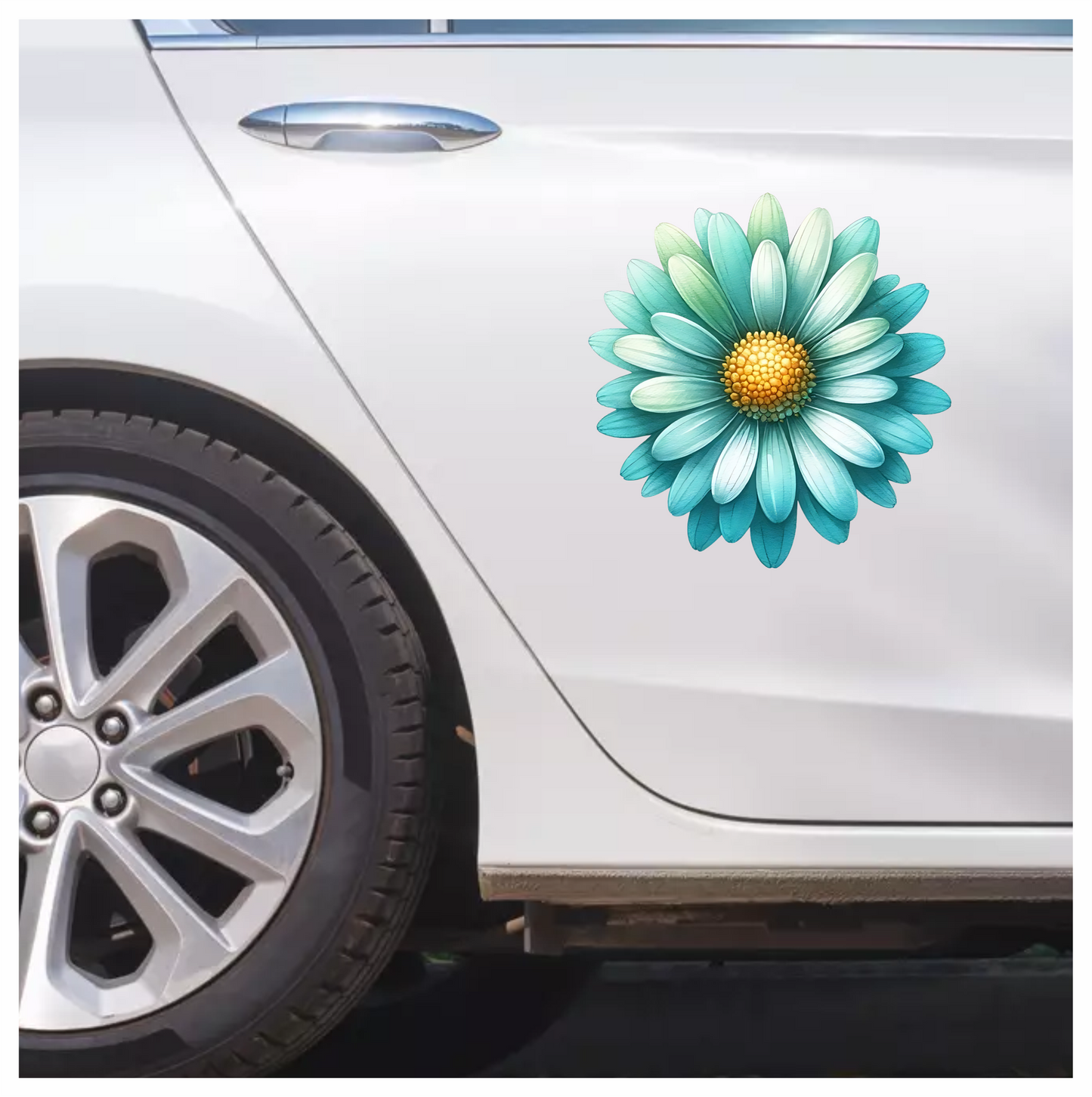 Blue Flower Yellow Center Nature Vinyl Sticker Decal