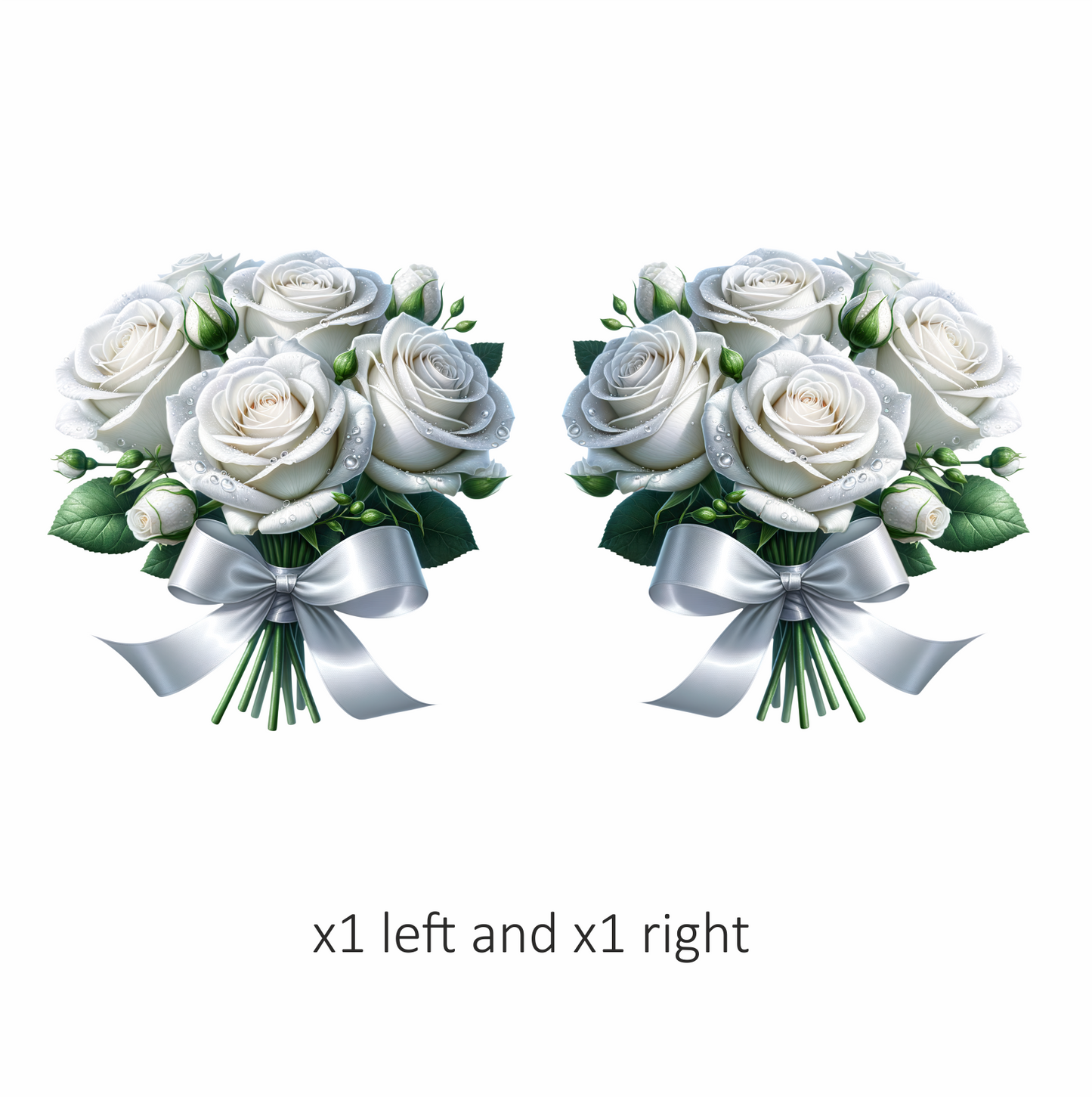 White Roses Bouquet Ribbon Elegant Vinyl Sticker Decal