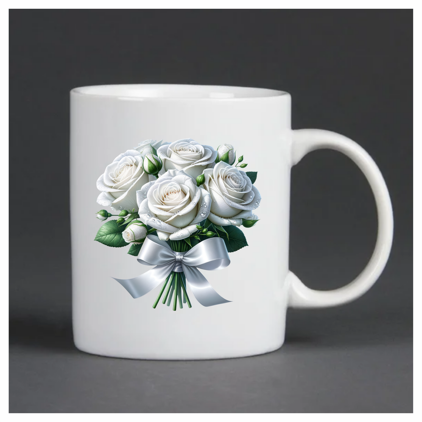 White Roses Bouquet Ribbon Elegant Vinyl Sticker Decal