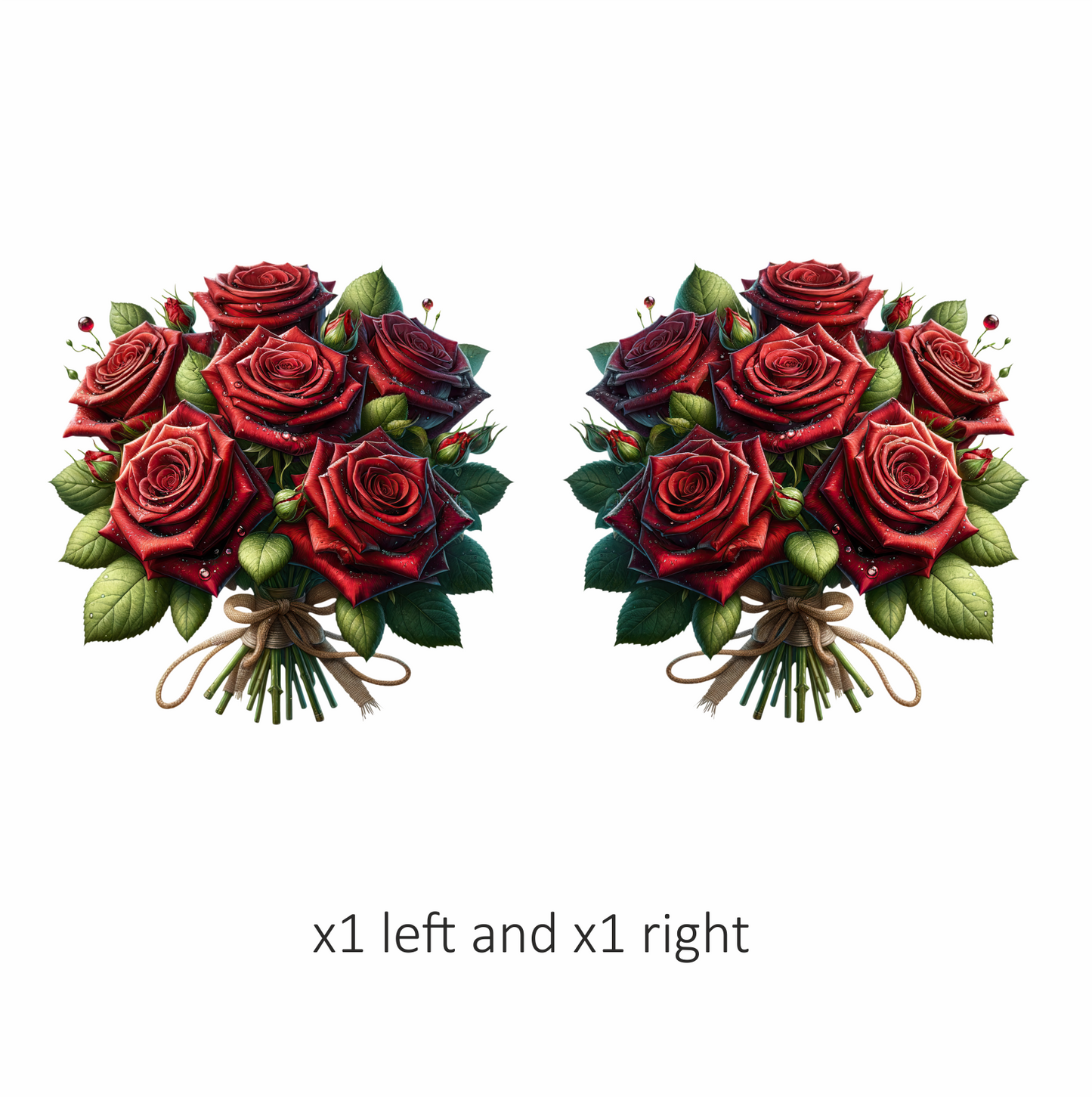 Red Roses Green Leaves Tied Bouquet Vinyl Sticker Decal