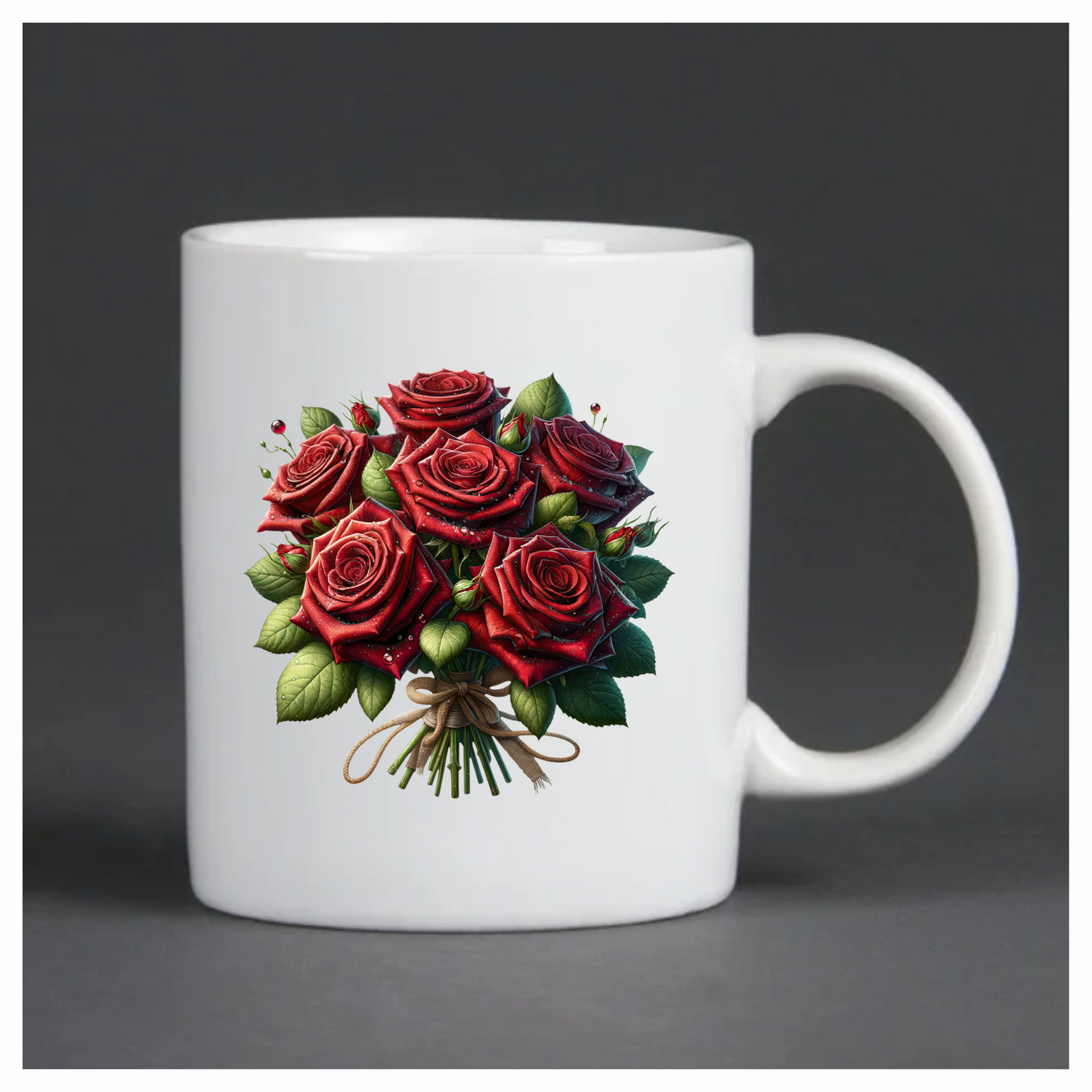 Red Roses Green Leaves Tied Bouquet Vinyl Sticker Decal
