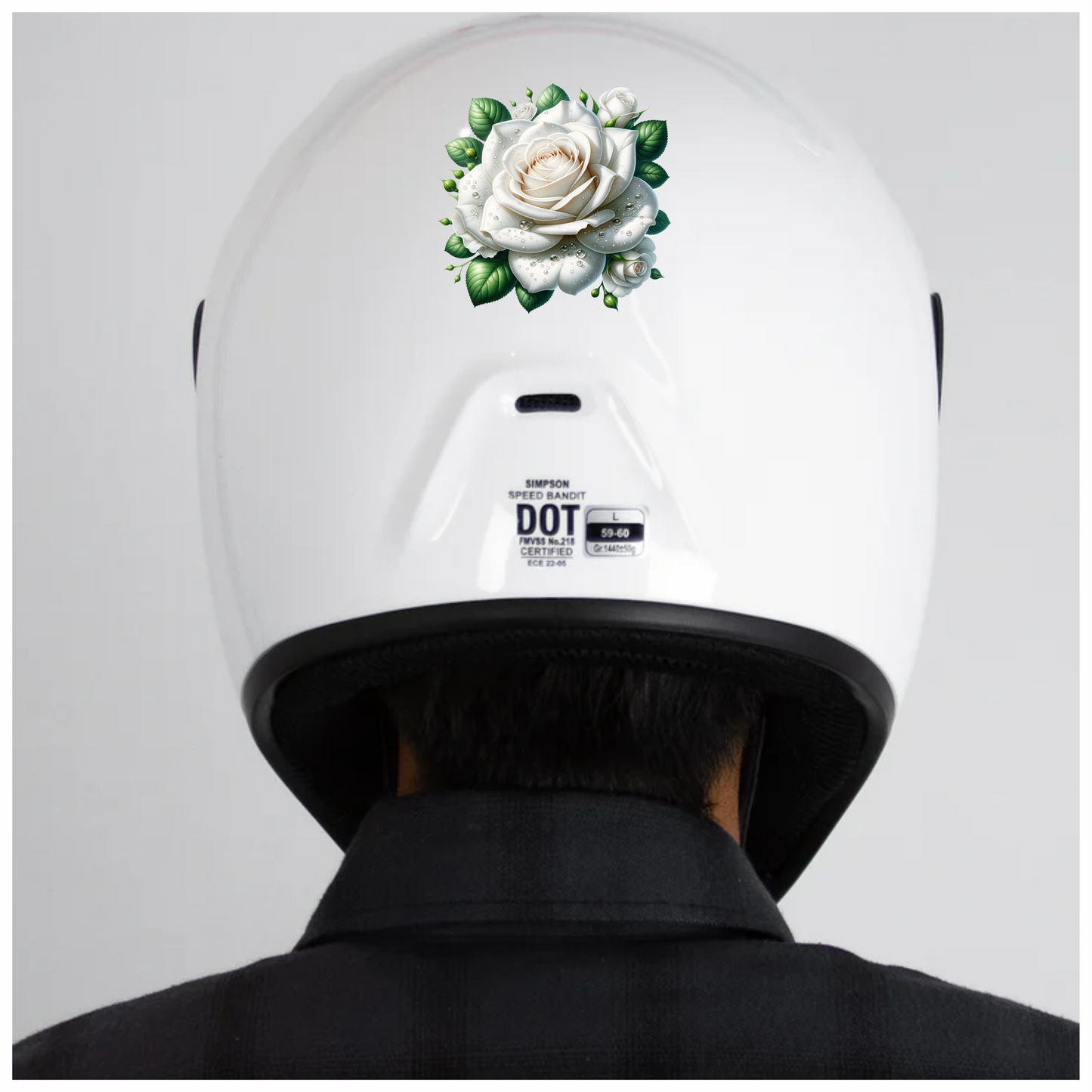 White Rose Green Leaves Water Drops Vinyl Sticker Decal