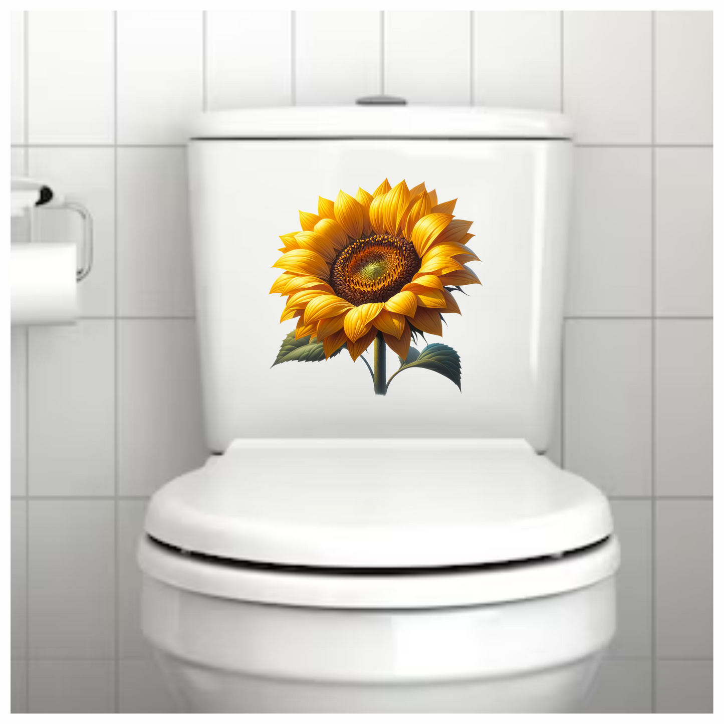 Sunflower Yellow Bright Green Leaves Vinyl Sticker Decal