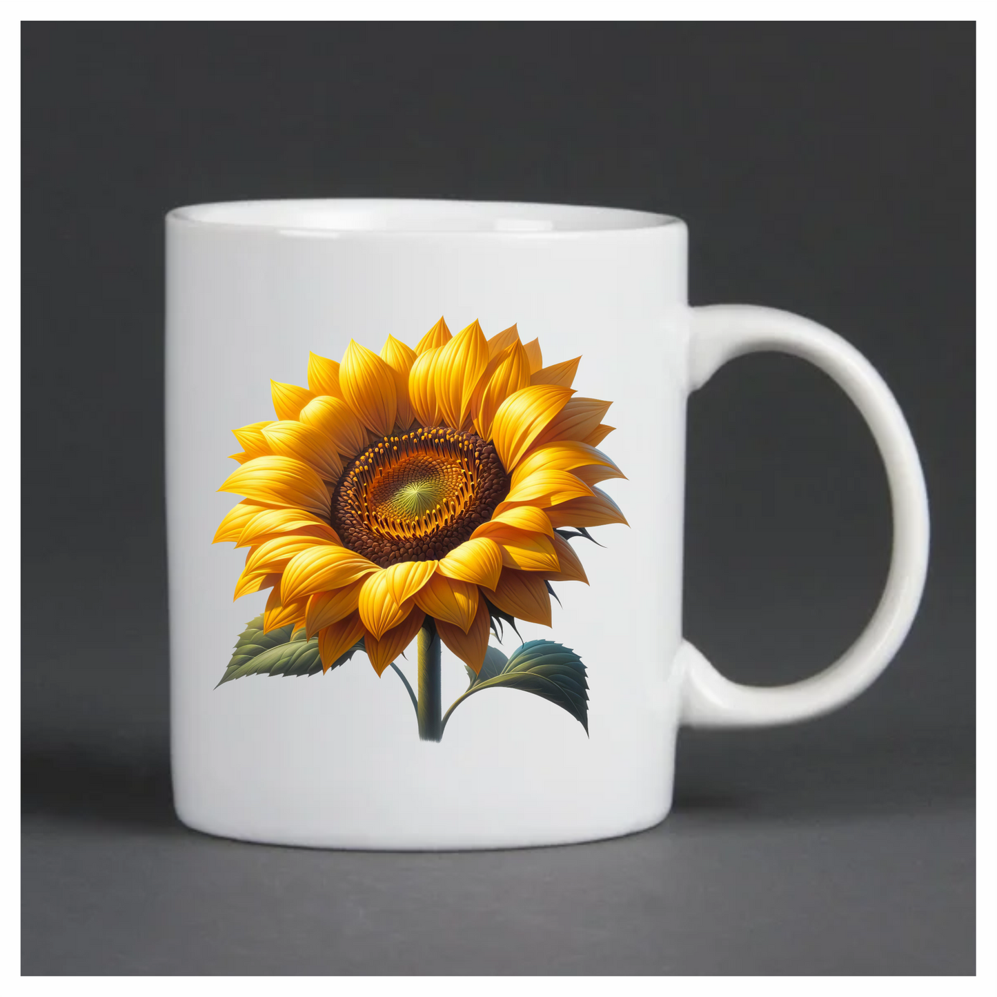 Sunflower Yellow Bright Green Leaves Vinyl Sticker Decal