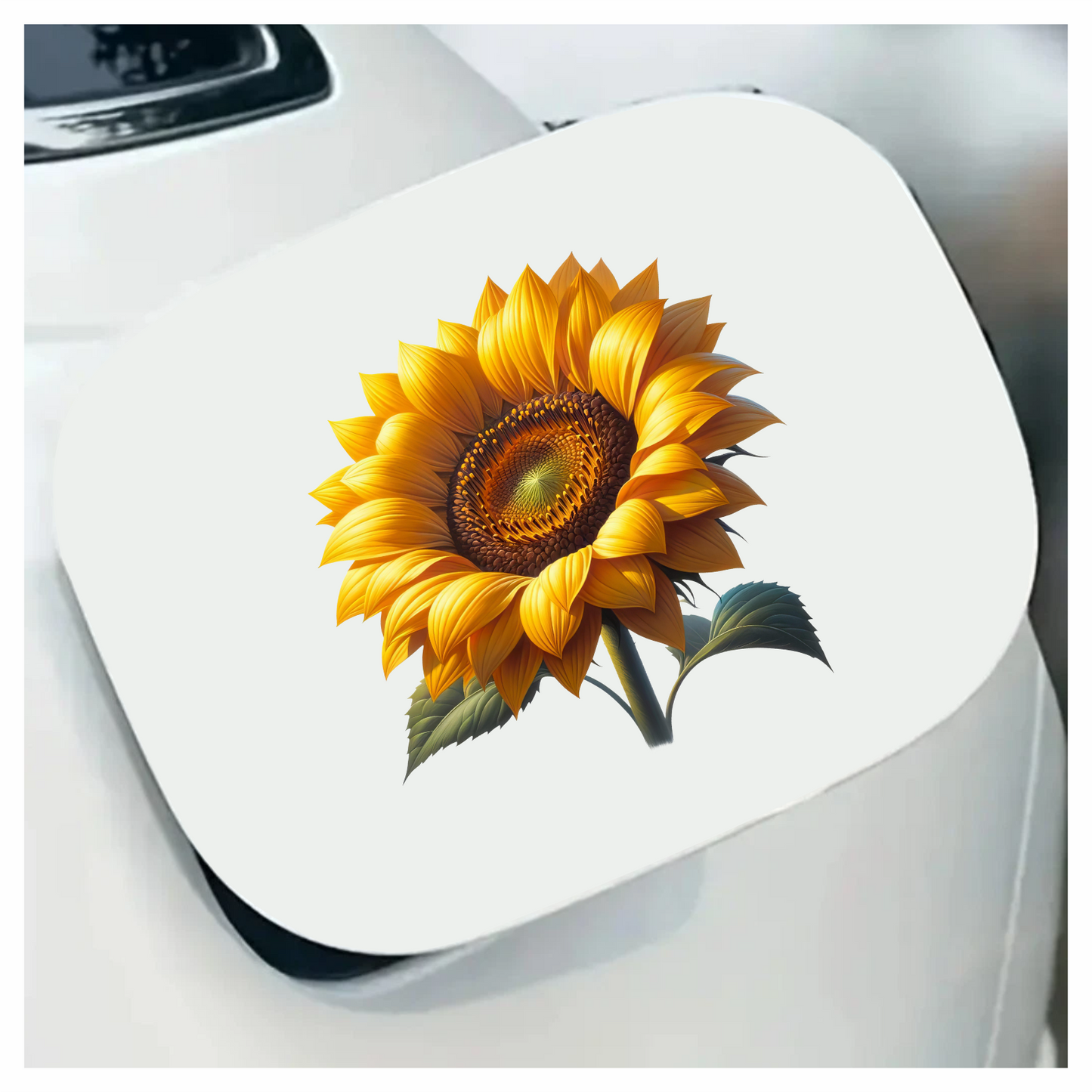 Sunflower Yellow Bright Green Leaves Vinyl Sticker Decal
