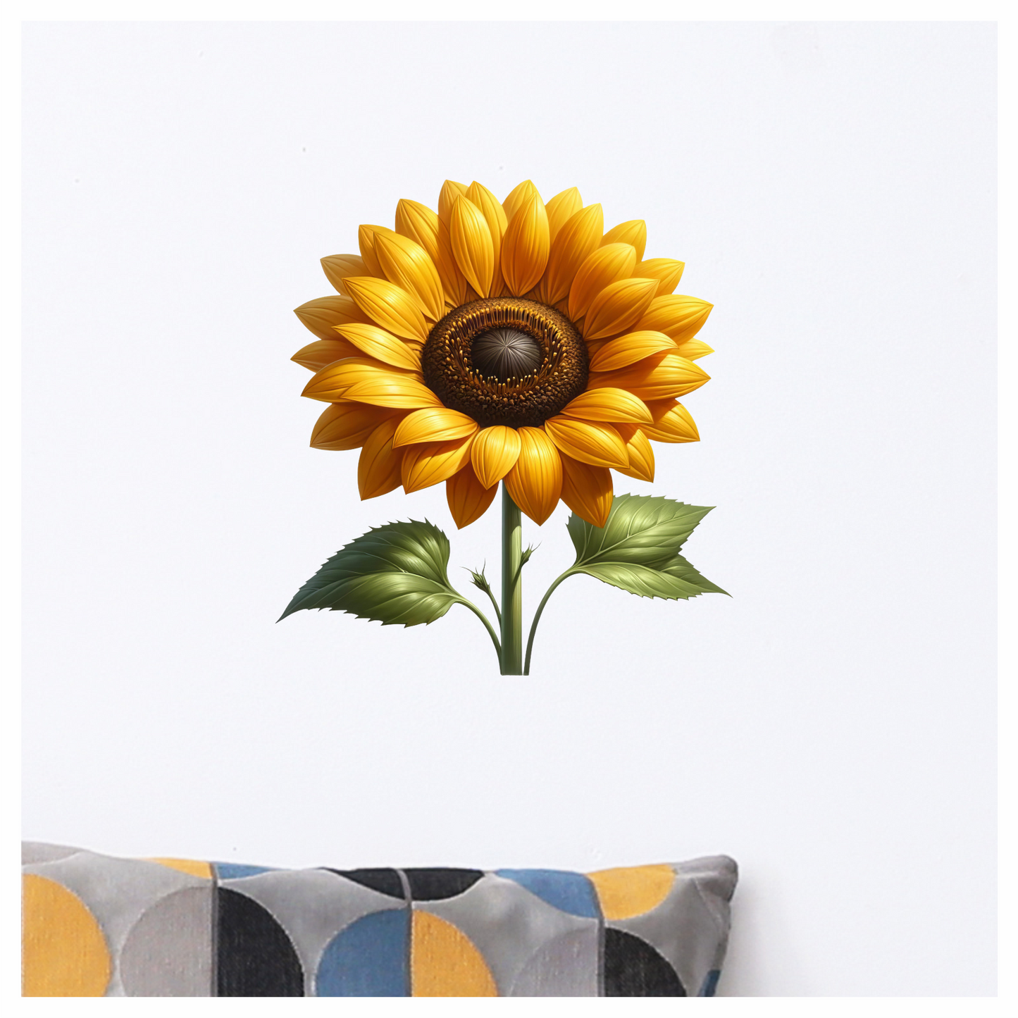 Yellow Sunflower Green Leaves Nature Plant Vinyl Sticker Decal