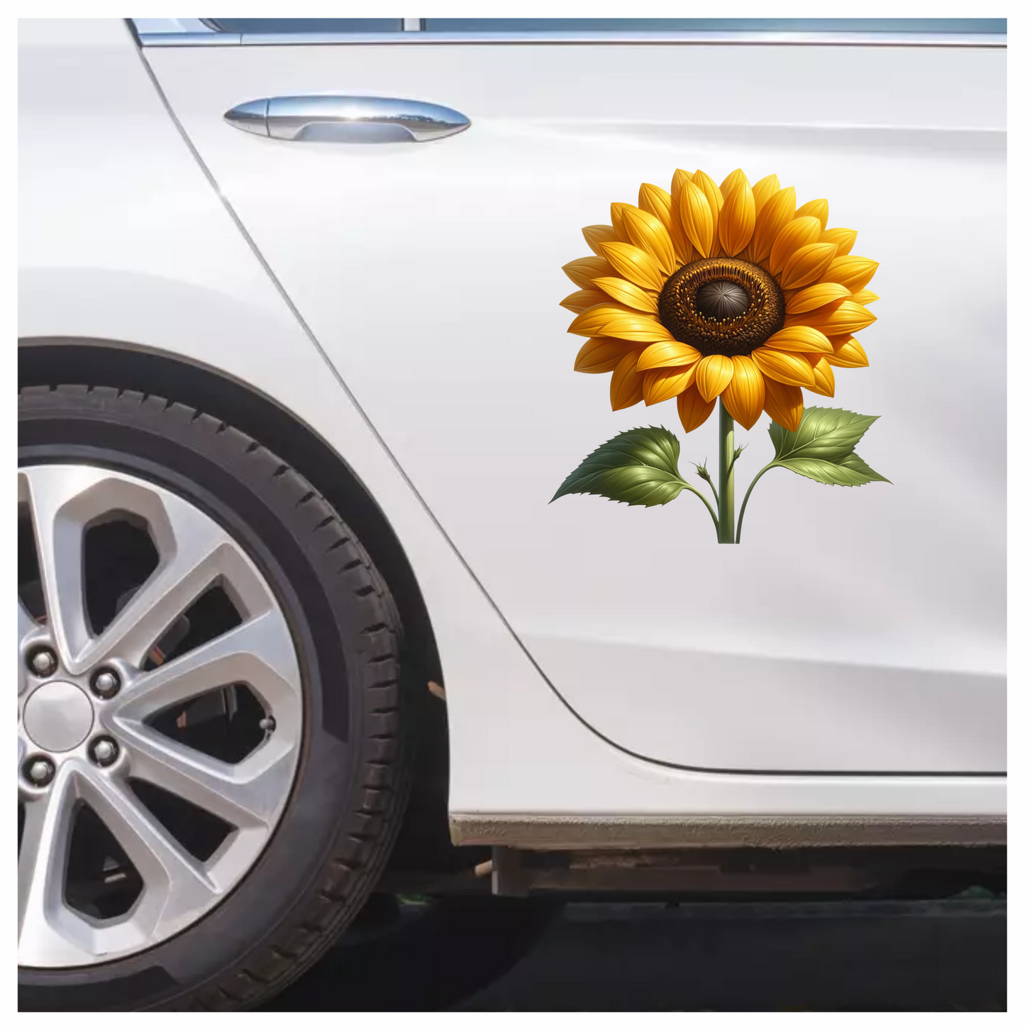 Yellow Sunflower Green Leaves Nature Plant Vinyl Sticker Decal