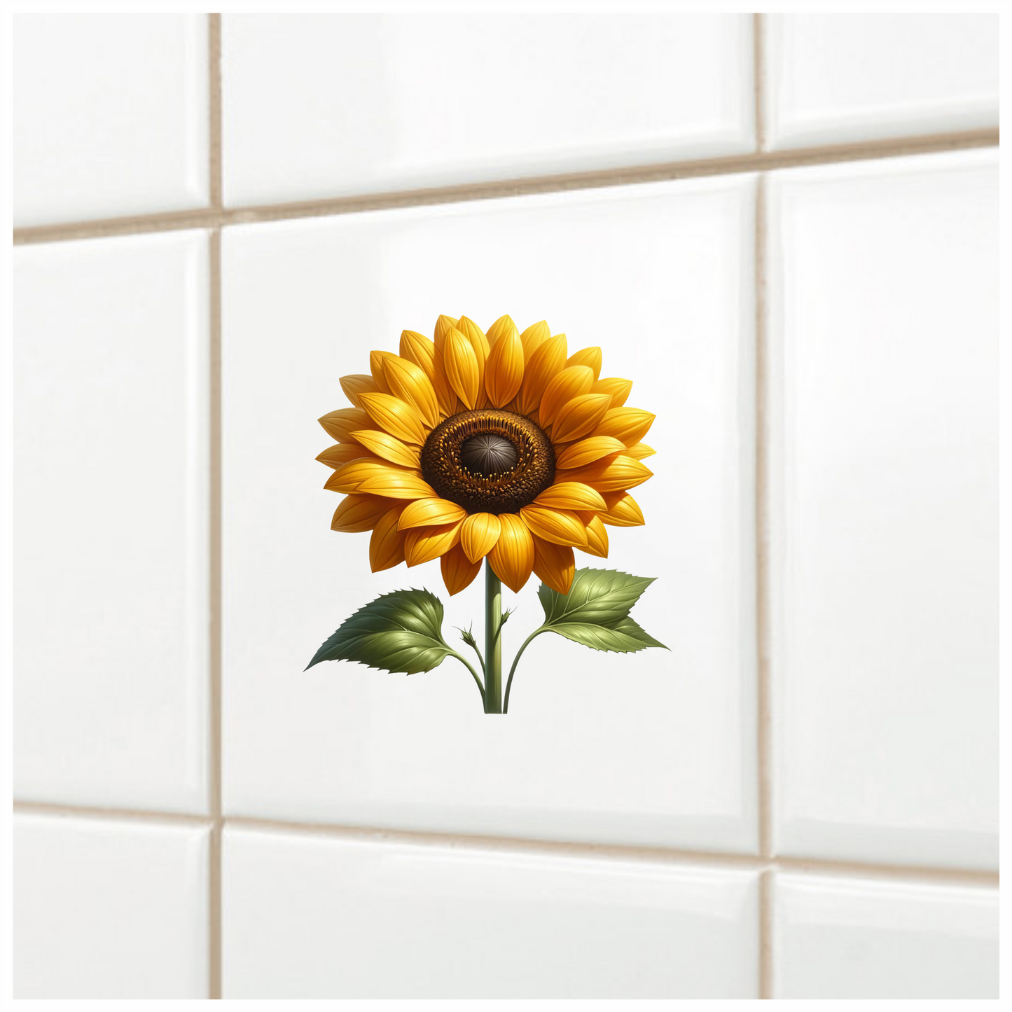 Yellow Sunflower Green Leaves Nature Plant Vinyl Sticker Decal