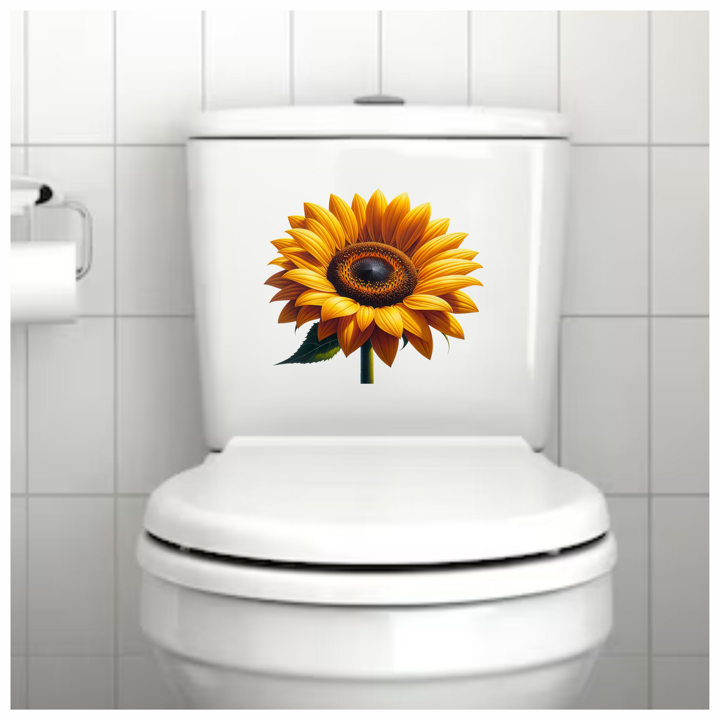 Yellow Sunflower Bright Petals Green Stem Vinyl Sticker Decal