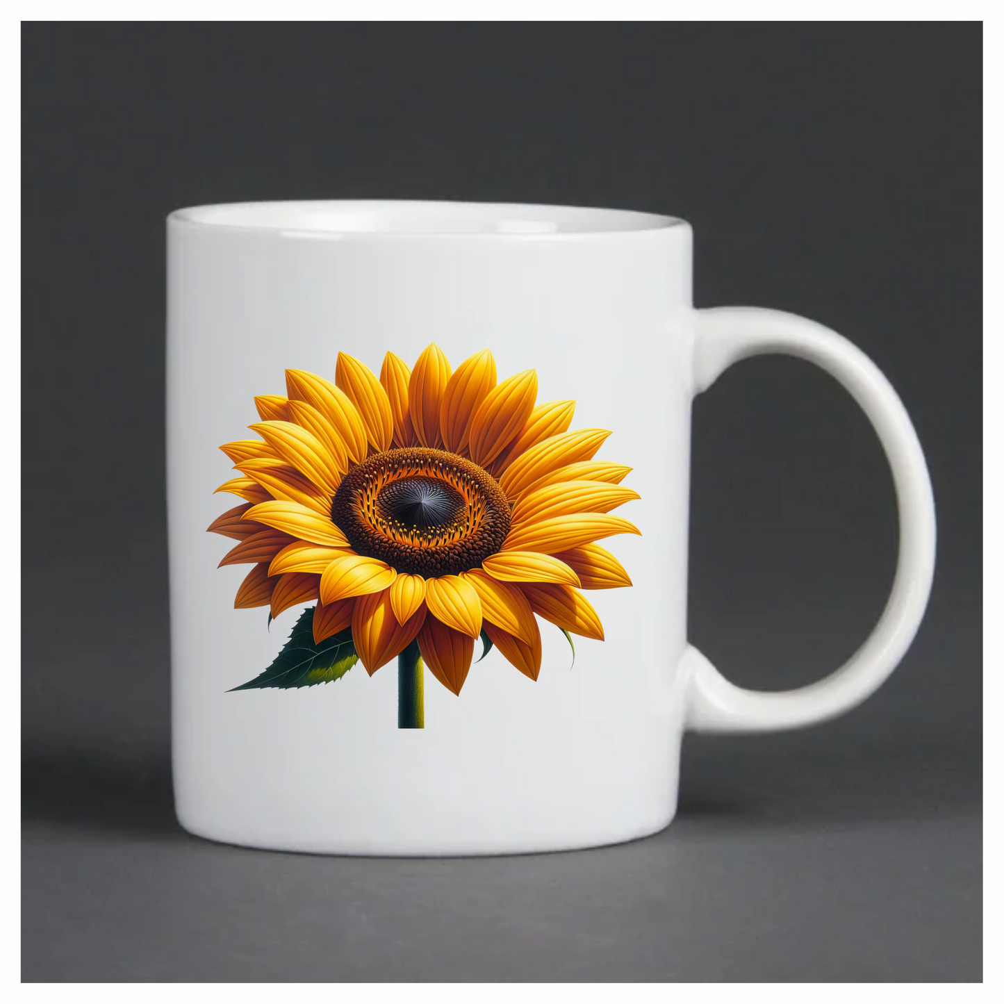 Yellow Sunflower Bright Petals Green Stem Vinyl Sticker Decal