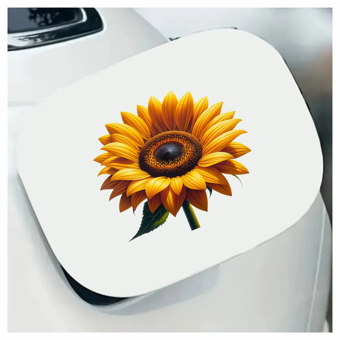Yellow Sunflower Bright Petals Green Stem Vinyl Sticker Decal