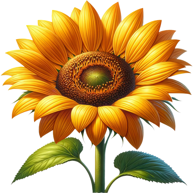 Yellow Sunflower Blooming Green Leaves Vinyl Sticker Decal