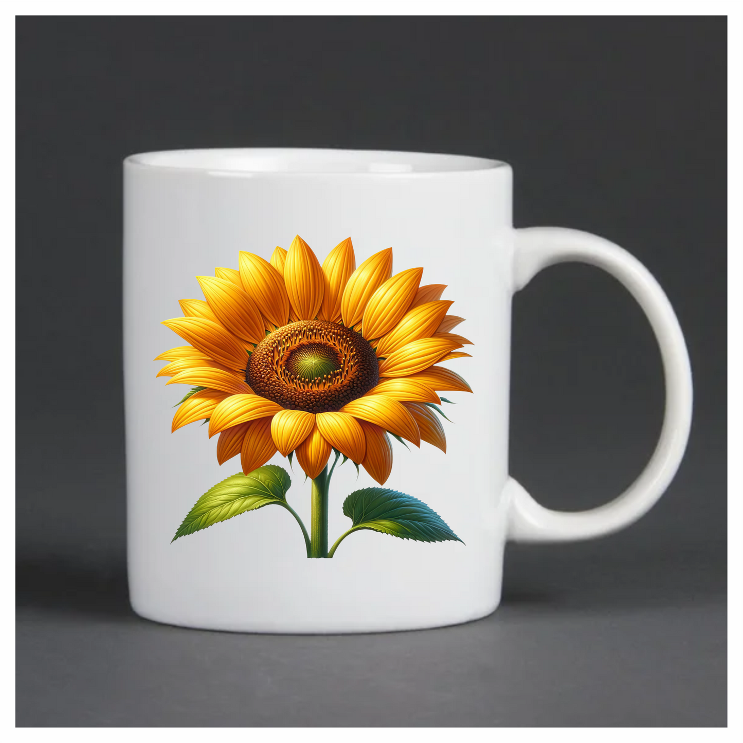 Yellow Sunflower Blooming Green Leaves Vinyl Sticker Decal