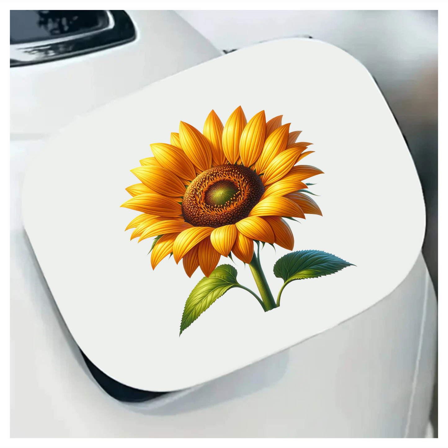 Yellow Sunflower Blooming Green Leaves Vinyl Sticker Decal
