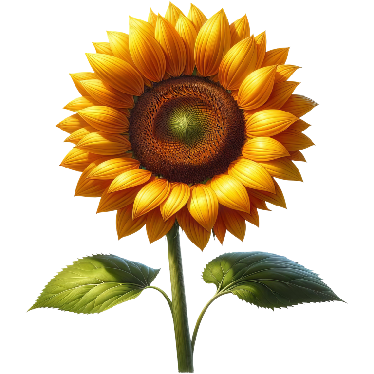 Yellow Sunflower Green Leaves Single Stem Vinyl Sticker Decal