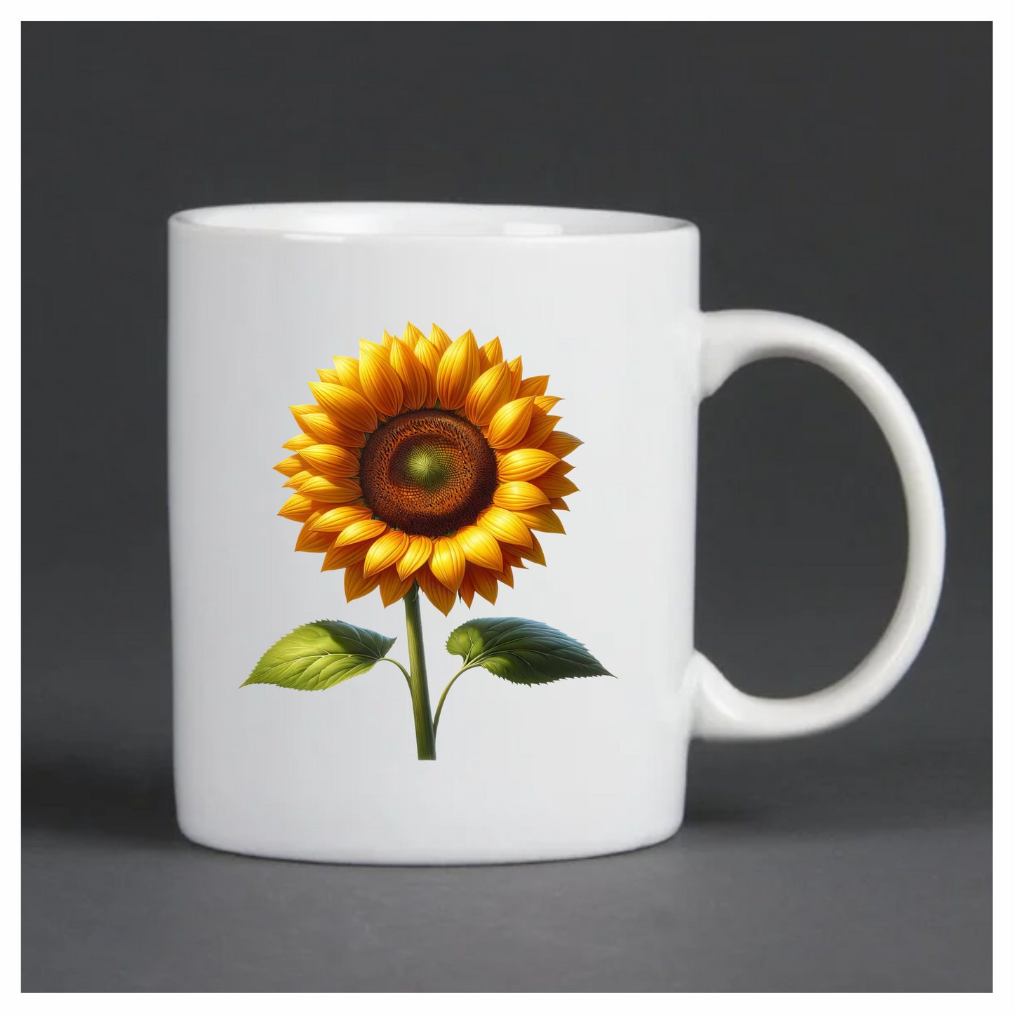 Yellow Sunflower Green Leaves Single Stem Vinyl Sticker Decal