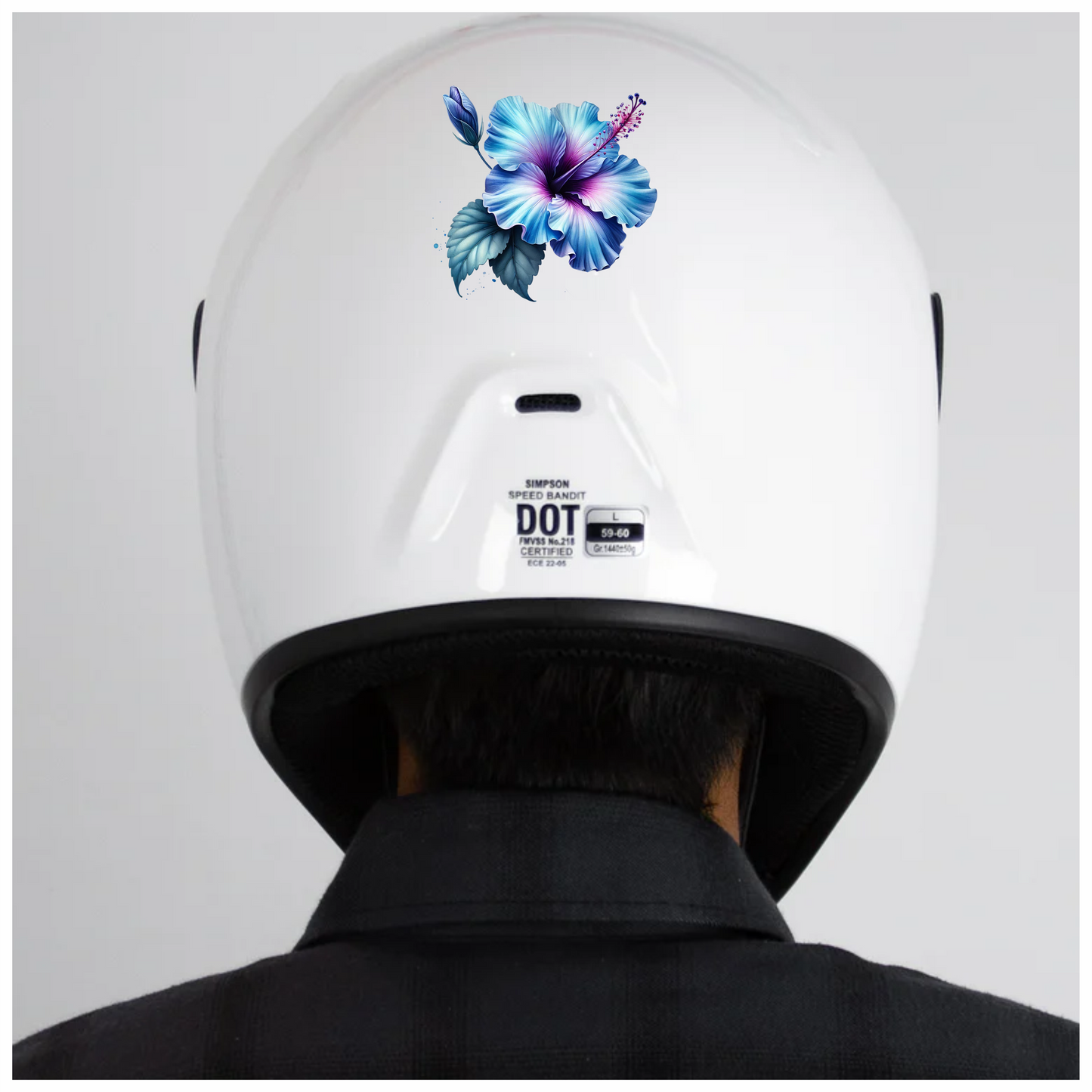 Blue Hibiscus Flower Leaf Bud Vinyl Sticker Decal