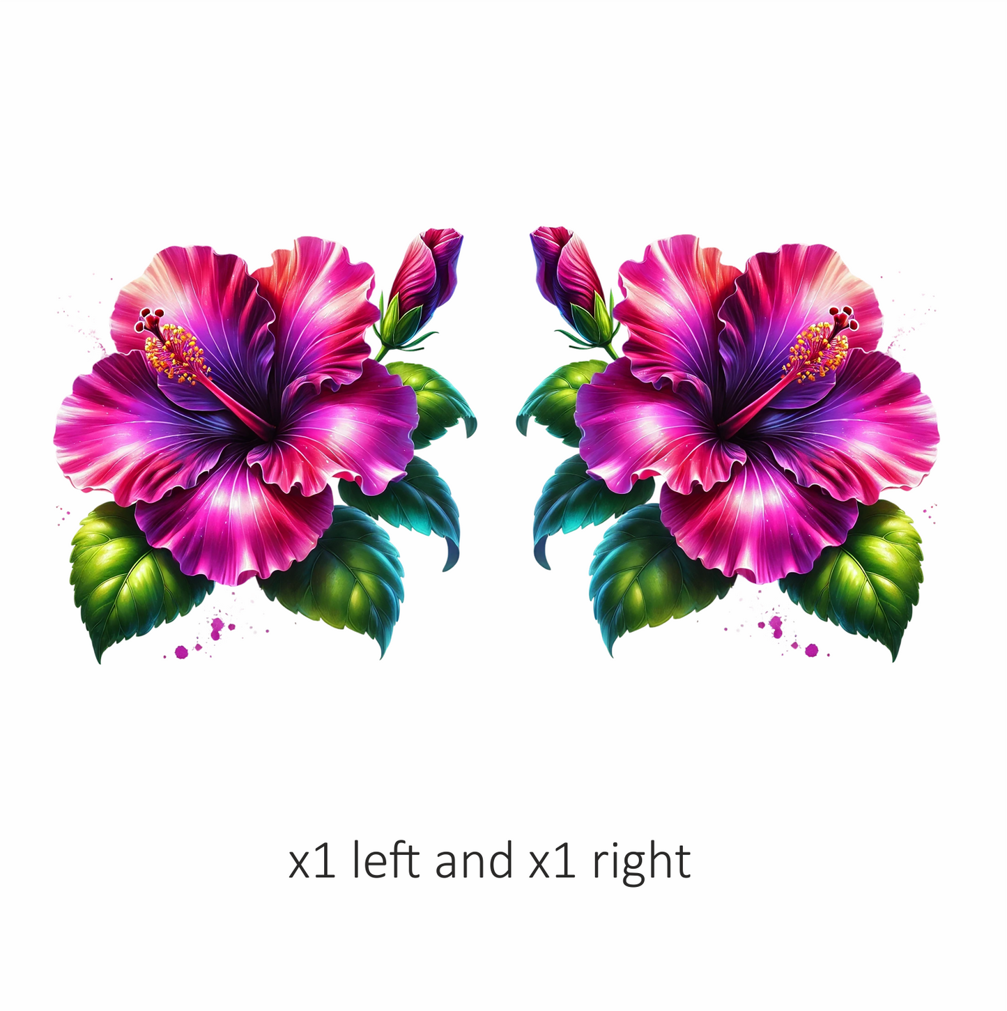 Pink Hibiscus Flower Green Leaves Vinyl Sticker Decal
