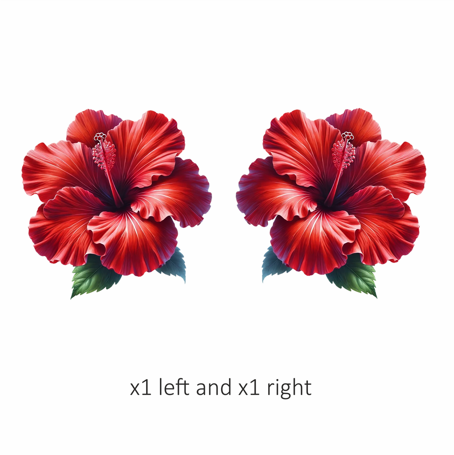 Red Hibiscus Flower Green Leaves Vinyl Sticker Decal