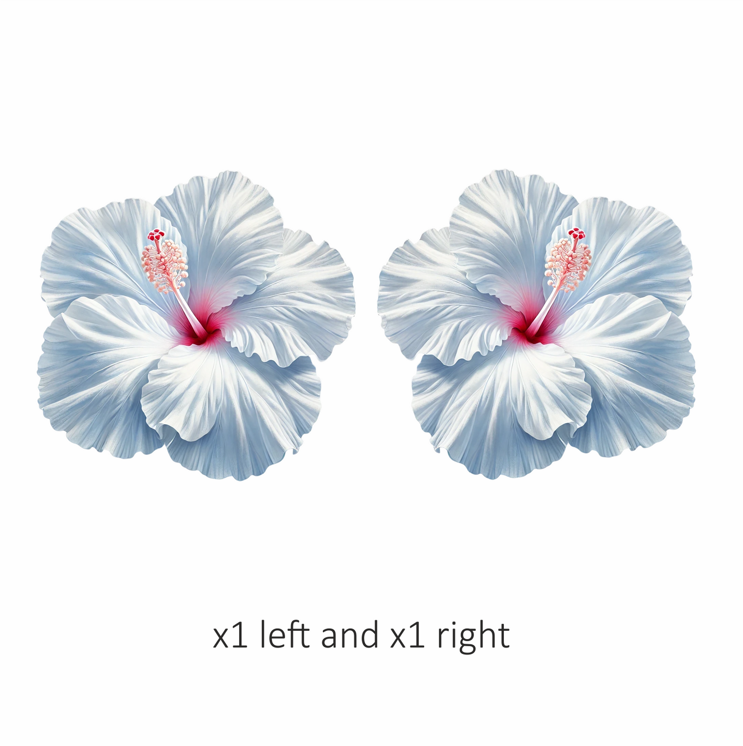 White Hibiscus Flower With Red Vinyl Sticker Decal