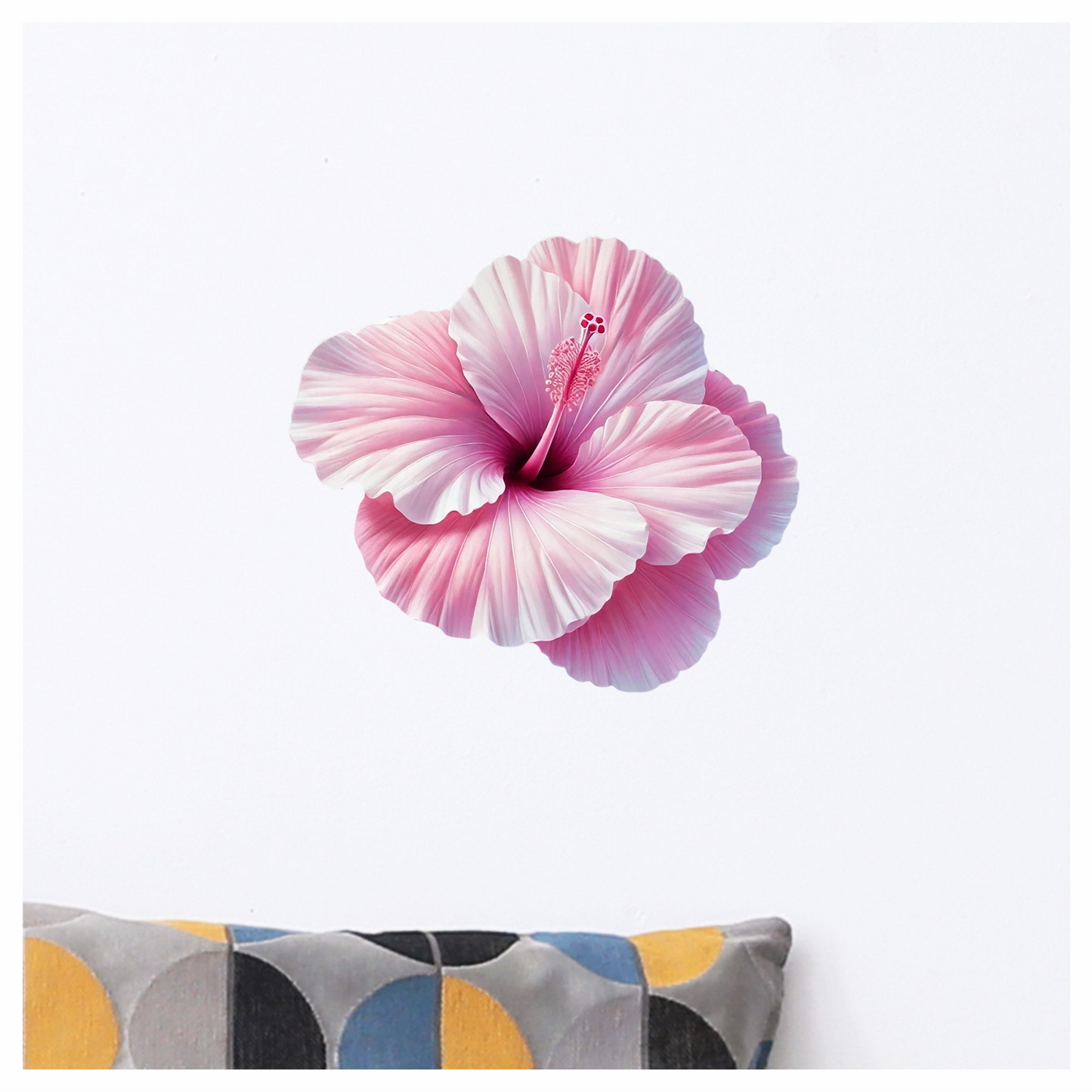 Pink Hibiscus Flower Closeup Vinyl Sticker Decal