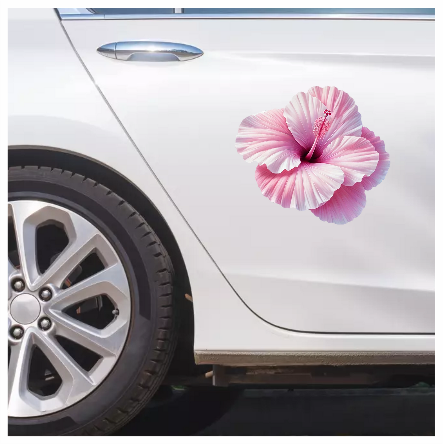 Pink Hibiscus Flower Closeup Vinyl Sticker Decal