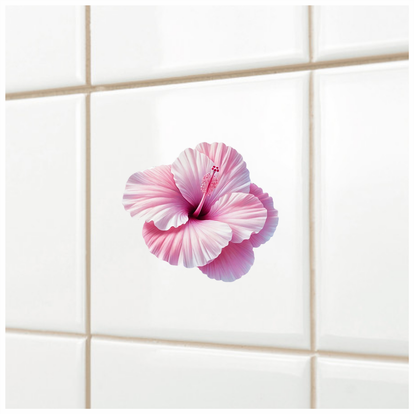 Pink Hibiscus Flower Closeup Vinyl Sticker Decal
